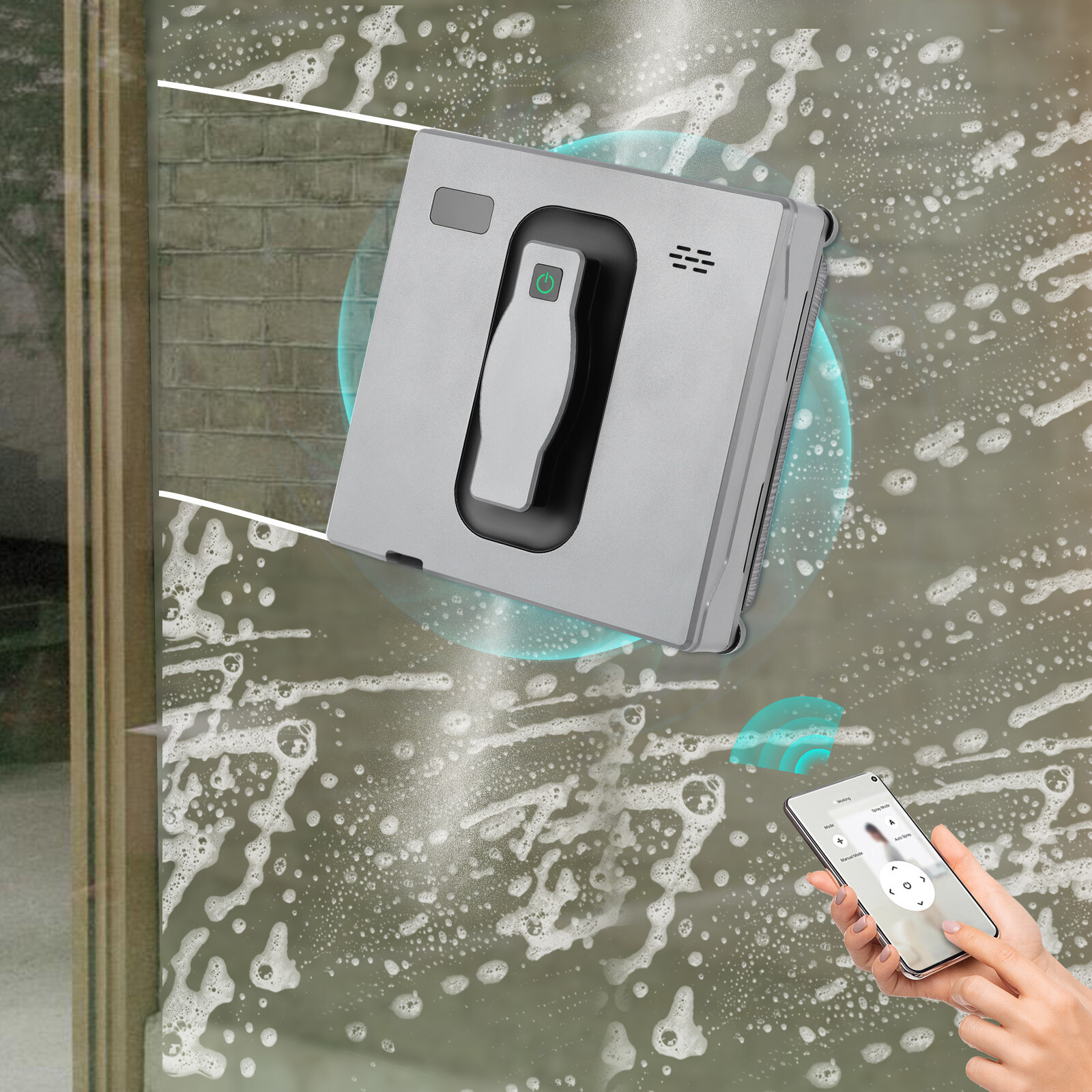 Automatic Window Vacuum Cleaner Cleaning Robot W/Remote Manual/Auto Water Spray