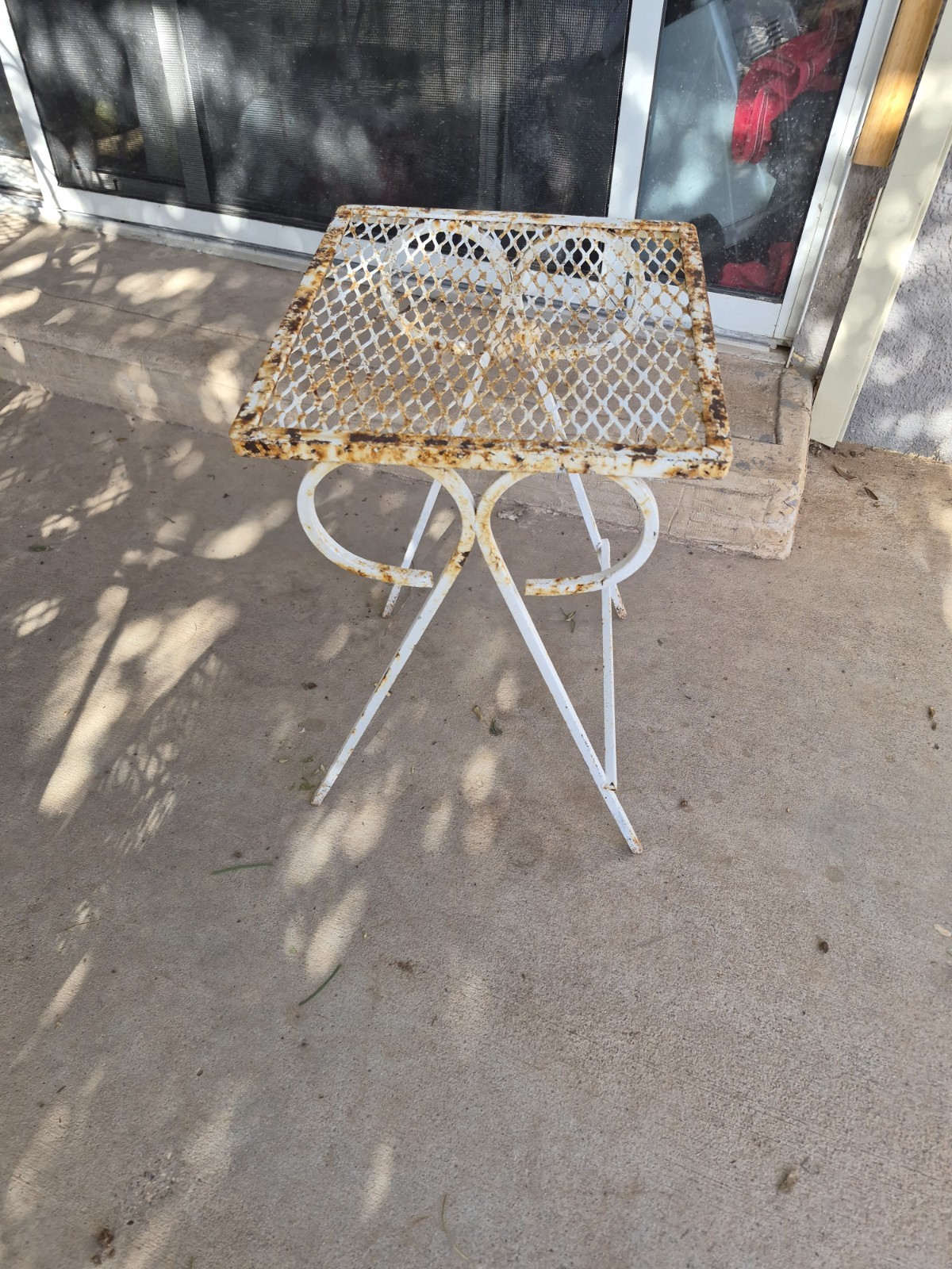 VTG Wrought Iron Patio Nesting Table MCM Plant Stand Outdoor Woodard Salterini