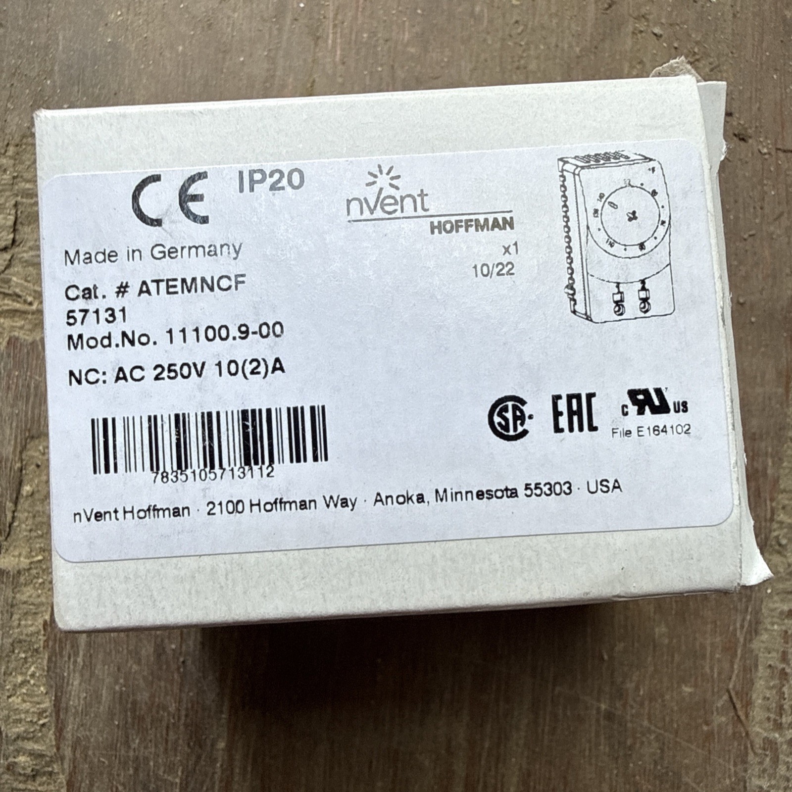 New Hoffman ATEMNCF NC F° Temperature Control Switch - Free Shipping