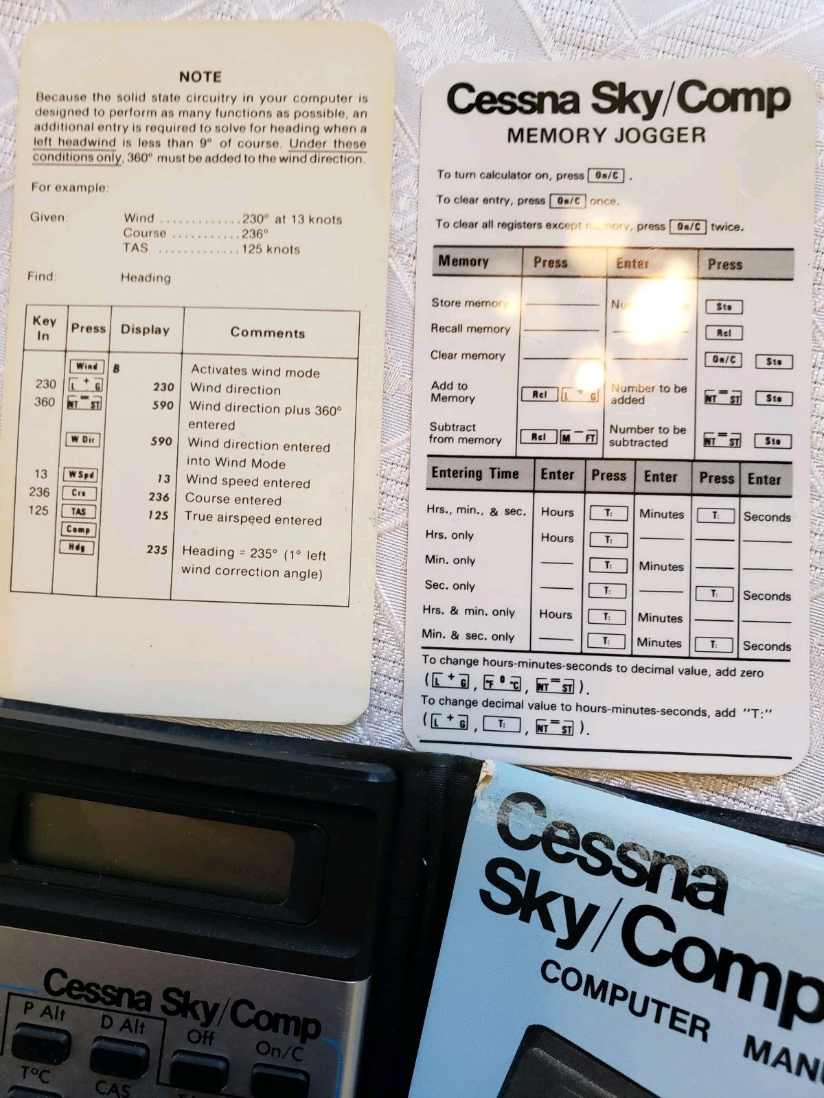 Jeppesen Cessna Sky/Comp Pilot Computer memory jogger in Case
