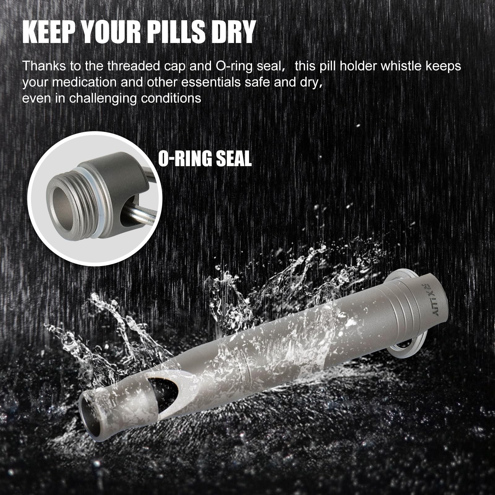 RXLUY Titanium Emergency Whistle with Hidden Pill Holder Case, Portable Water...