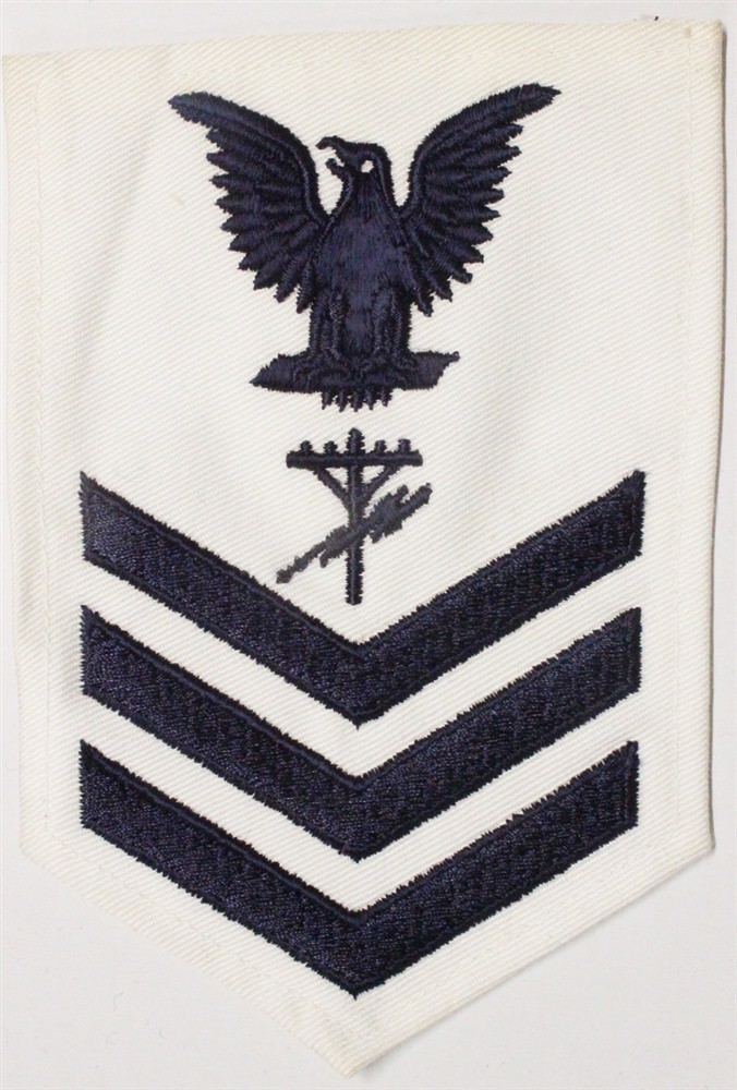 USN Navy Rate: PO1, Construction Electrician - white