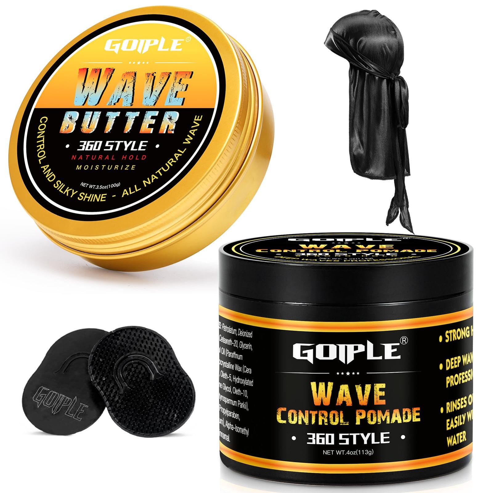 Wave Butter 360 Wave Grease for Men, Wave Pomade for Layered Waves, Moisture,