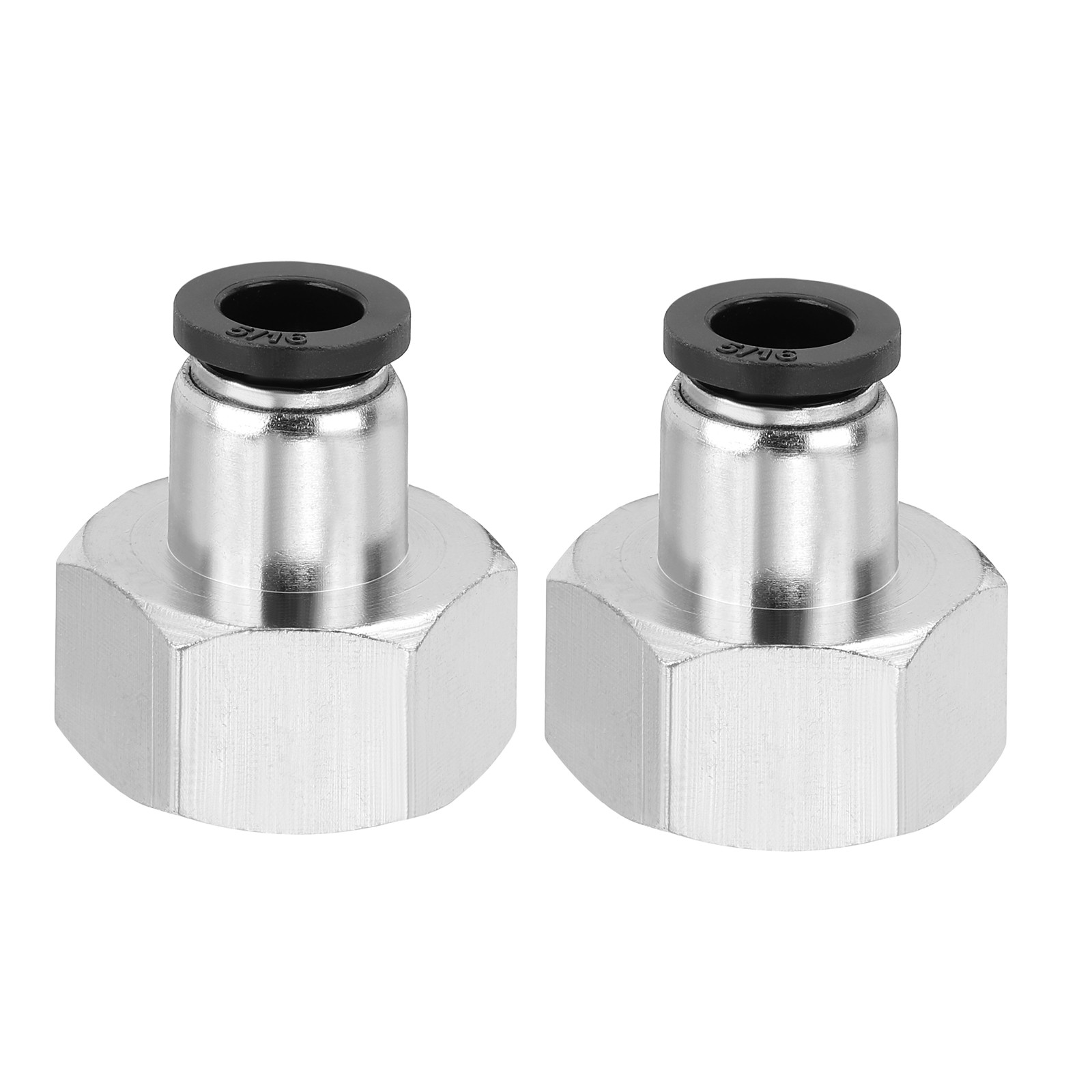 2 Pcs NPT Female 5/16 Inch OD x 1/2" NPT Thread Push to Connect Fittings, Black