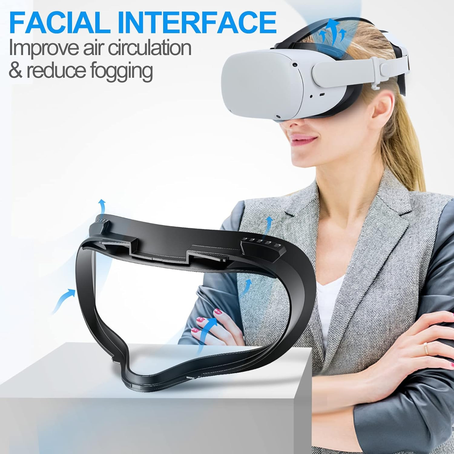 Facial Interface & Face Cover Pad for Oculus Quest 2, Sweat-Proof PU