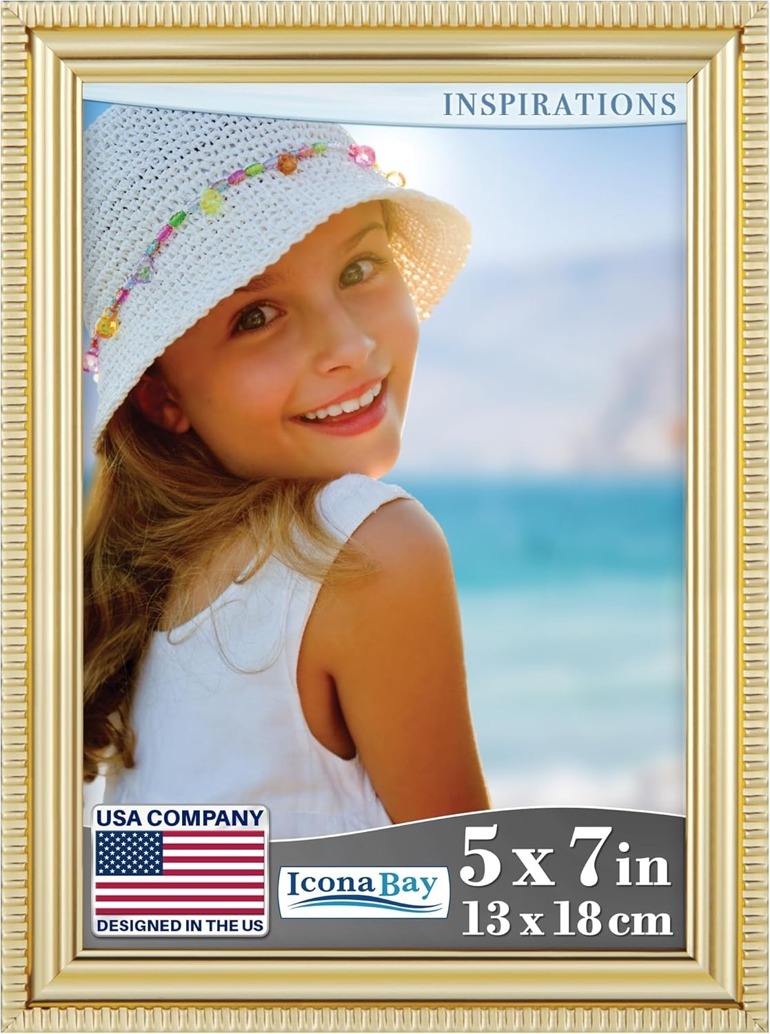 Icona Bay 5x7 Gold Picture Frame Beautifully Detailed Molding, Contemporary
