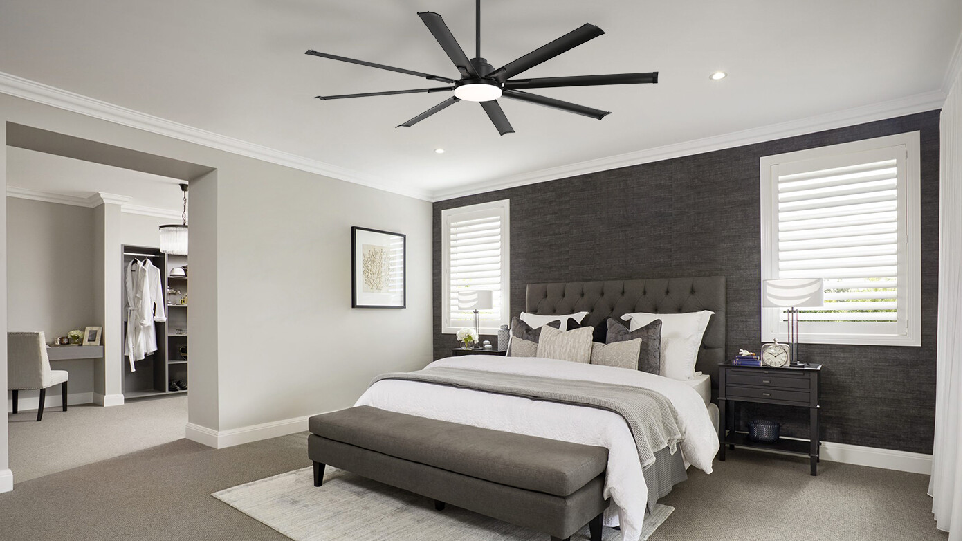 Large 72in Smart Ceiling Fan DC Motor 8 Blade LED Light Remote Control Timer APP
