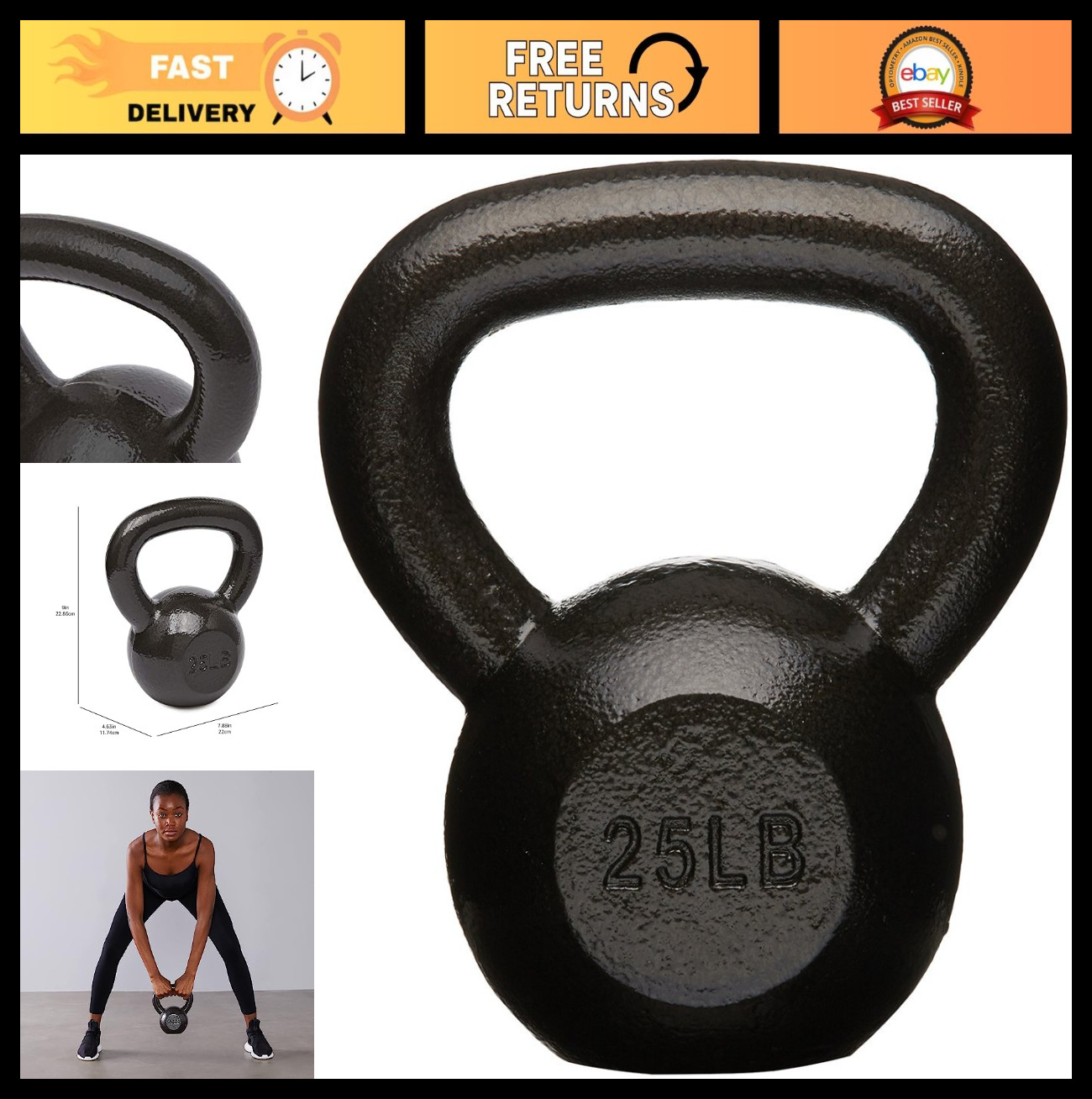 Cast Iron Kettlebell for Strength Training, Home Gym, Weightlifting - 10/15/20 l