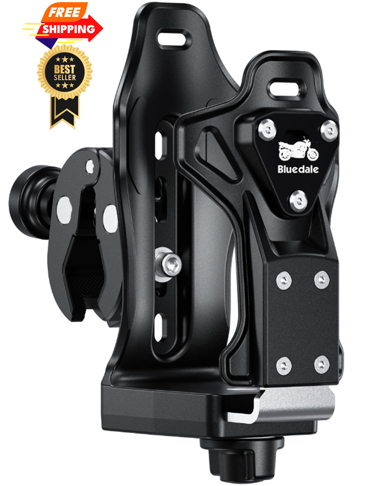 Extra Large Motorcycle ATV Cup Holder, Adjustable Drink Holder for 1.9 Black