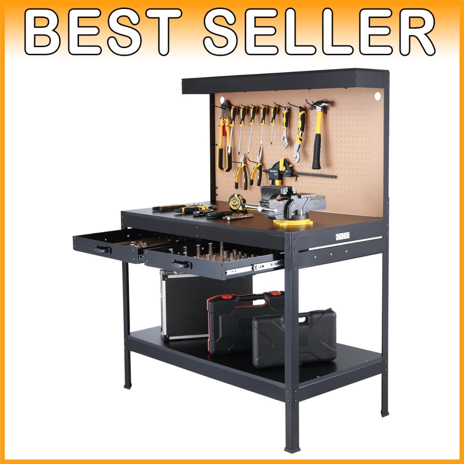 Multipurpose Workbench with Power Outlets and Light Free USA Shipping