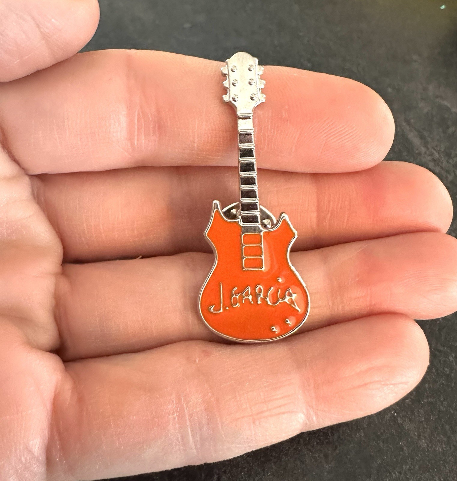 Grateful Dead Jerry Garcia Pin Guitar Collectors Enamel Pinback - Orange(G1)