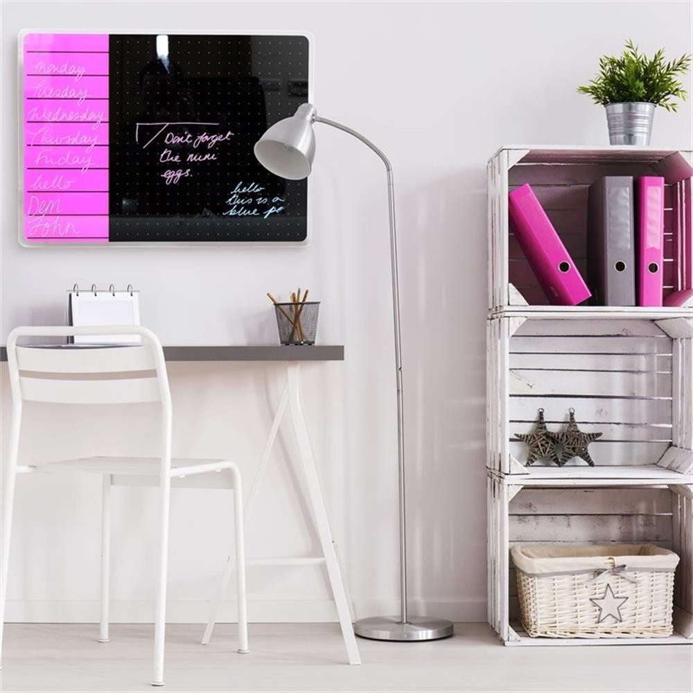 Viztex Glacier Magnetic Glass Dry Erase Board Soft Violet Jet Black 17x23 inch