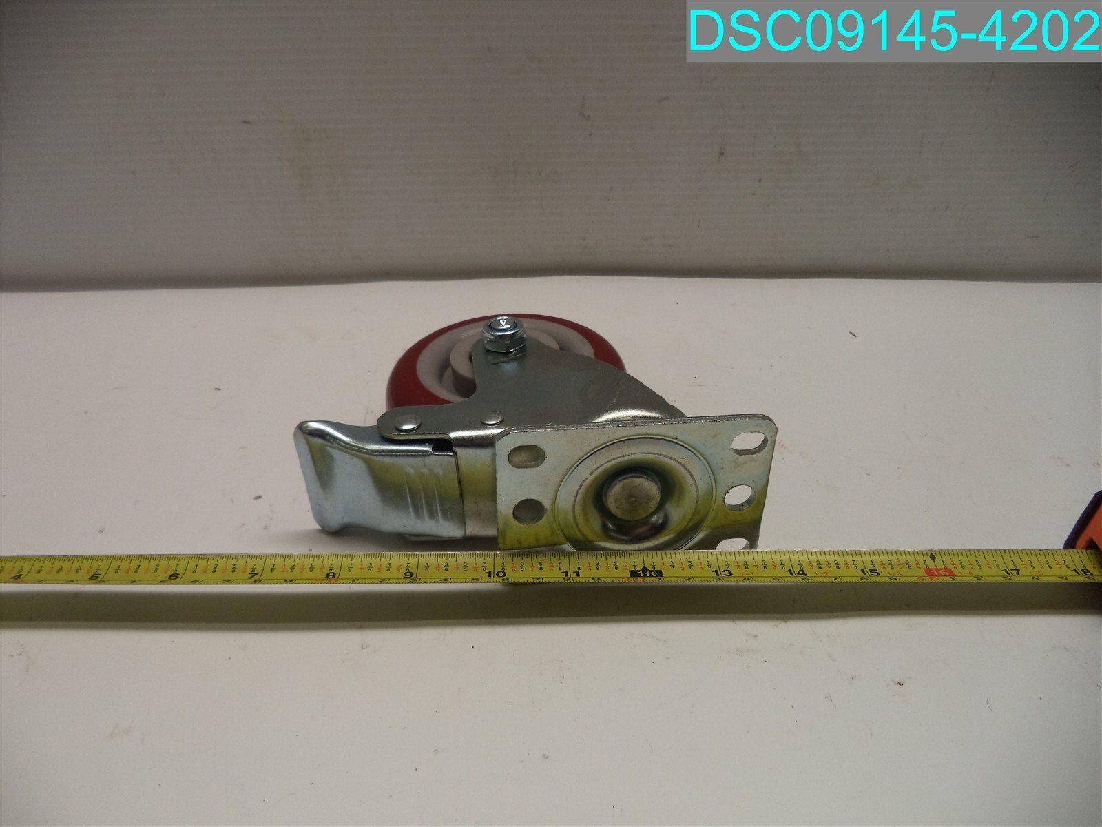 5" Caster Wheels Swivel Plate Total Lock Brake Red Polyurethane