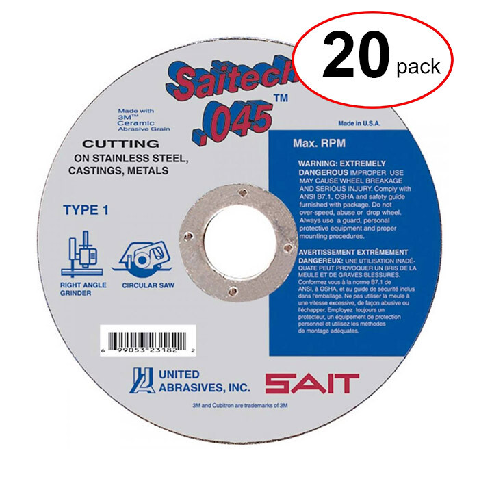 Sait 23174 4-1/2" x .045" x 7/8" Metal Cut-Off Wheel (20pk)
