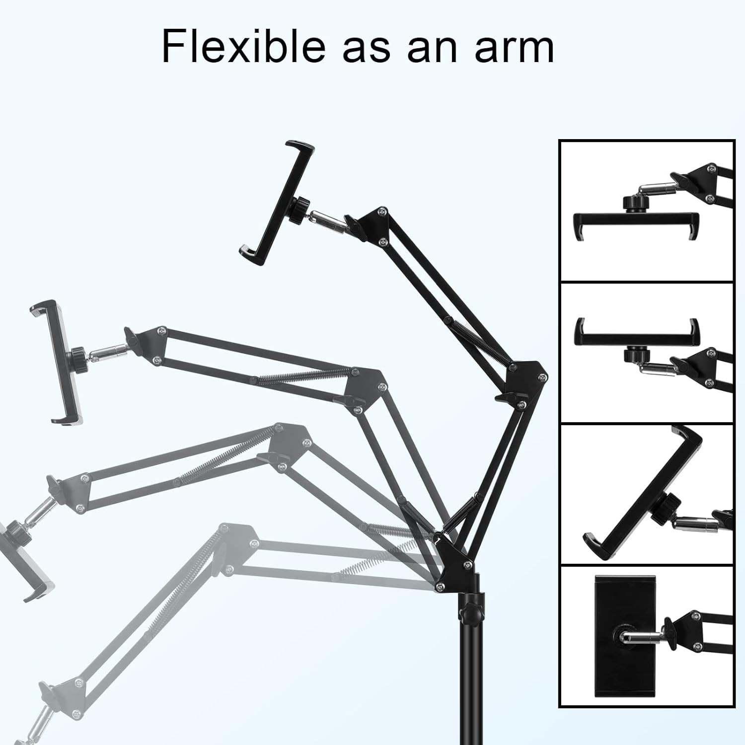 Tablet Floor Stand, Adjustable Universal 360-degree Rotatable Metal Tablet Ho...