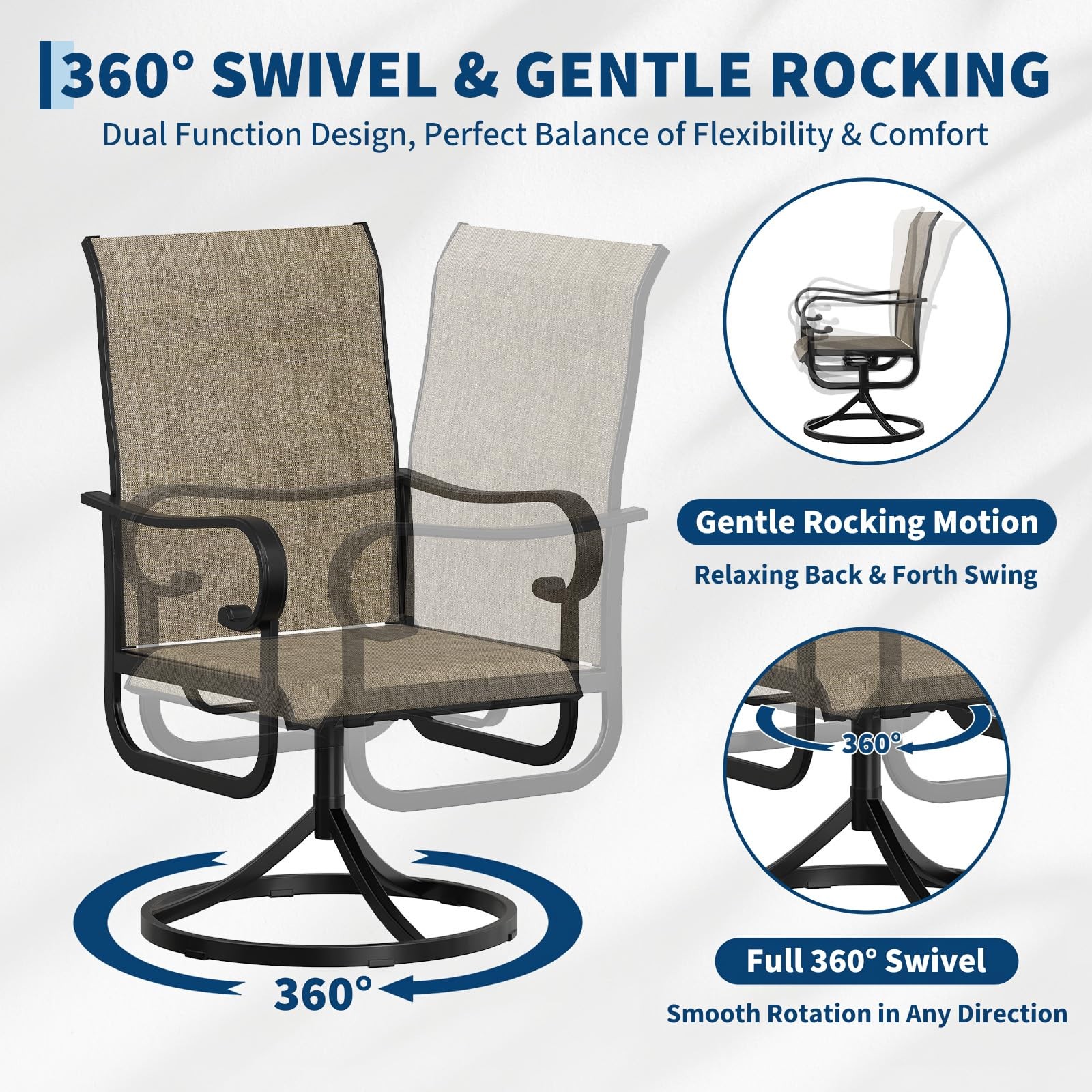 Garvee Patio Swivel Chair Set of 2,Outdoor Dining Chairs,Rocker Patio Chairs New