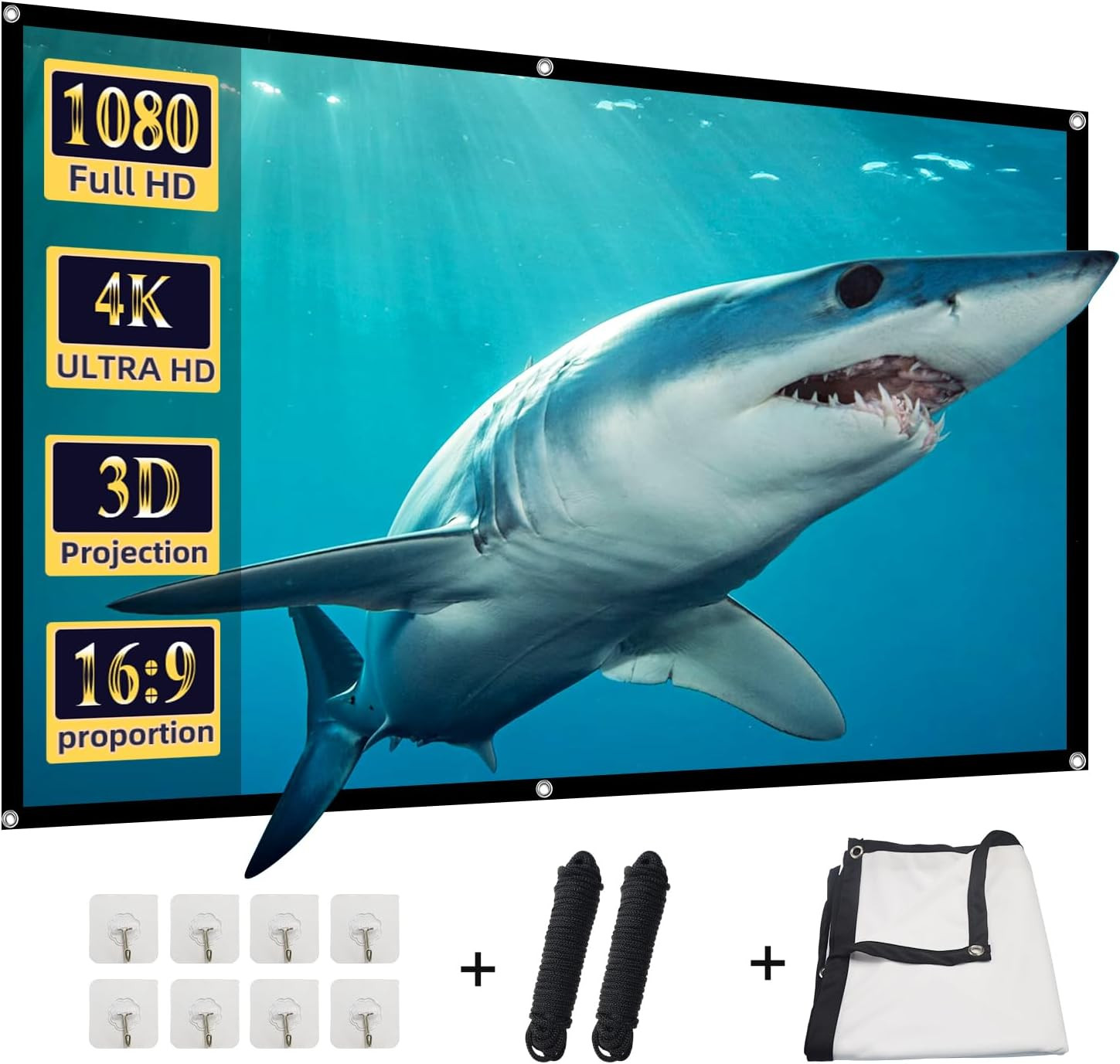 Projector Screen,  84 Inch Foldable Portable Rear Front Projector Screen Indoor