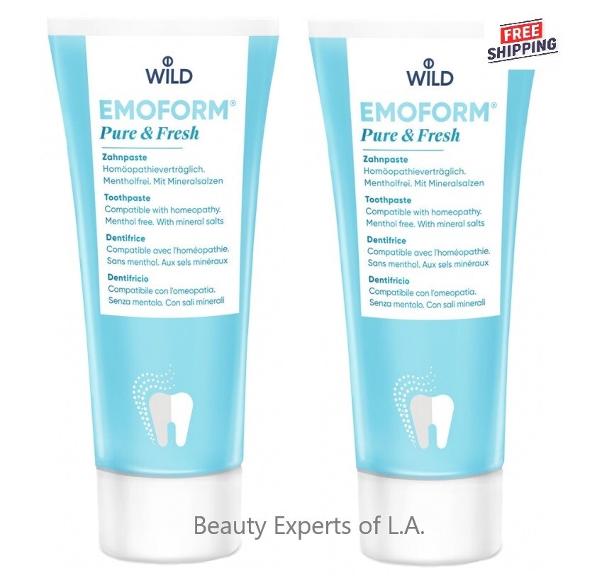 2 PACK Dr. Wild Emoform Pure & Fresh Toothpaste 75ml Exp 06/2027