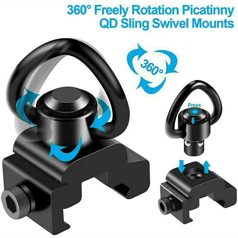 Push Button QD Quick Release Sling Swivel Adapter for 20mm Picatinny Rail Mount