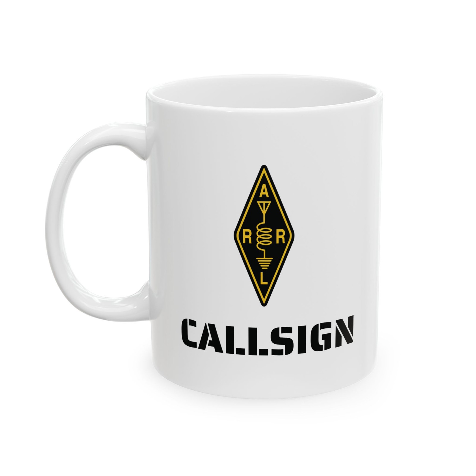 Ham Radio Callsign Mug Ceramic Mug | ARRL Logo, Morse Code & NATO Chart