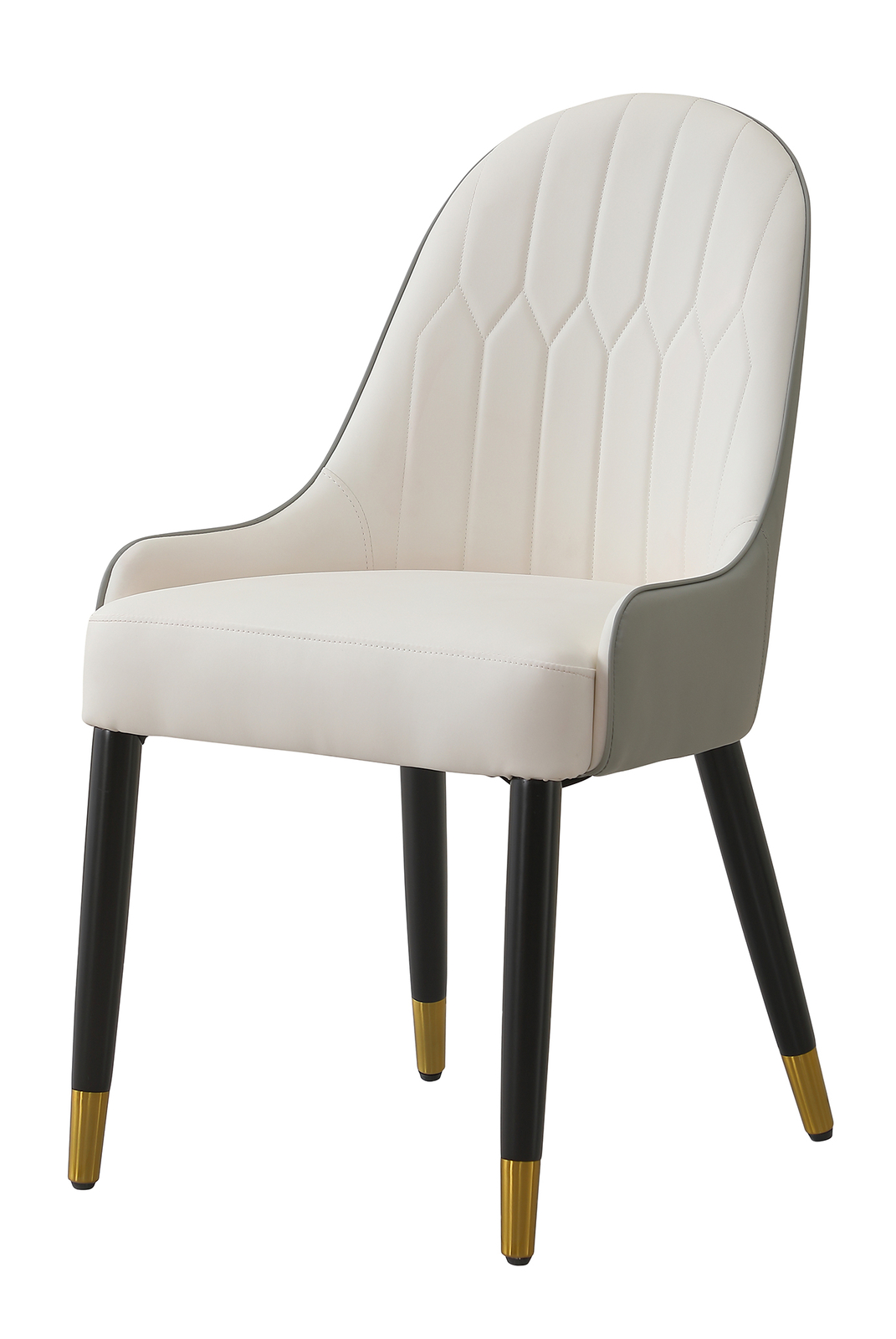 2pcs Upholstered Accent PU Leather Chairs Faux Leather Dining Chair W/Metal Leg