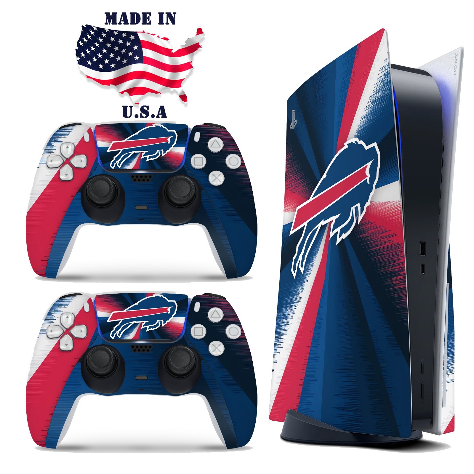 Buffalo Bills PS5 Skin Playstation Console & Controller Vinyl Decal Wrap