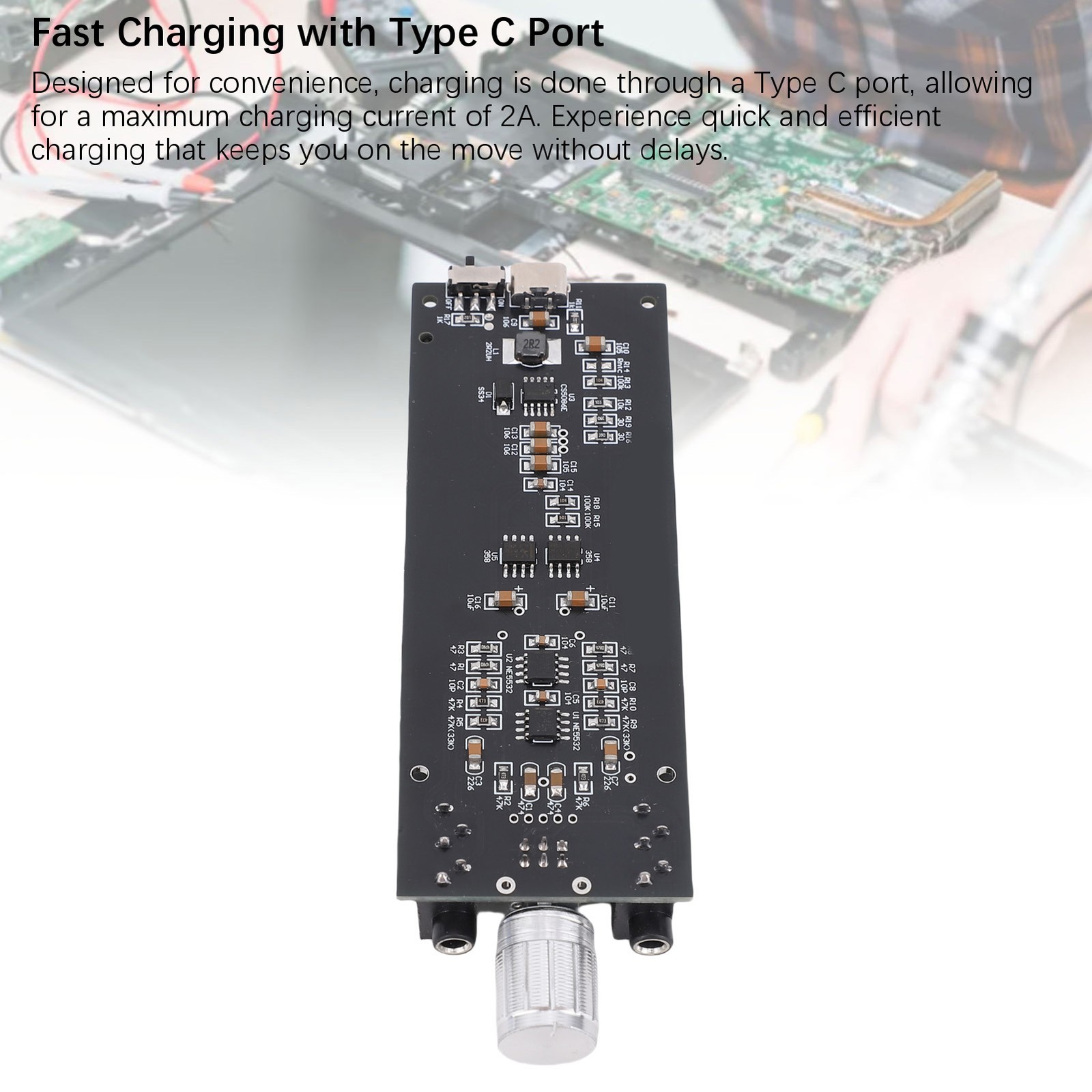 47HiFi NE5532 Headphone Amplifier Board PCB Rechargeable Earphone Amp Module 2A