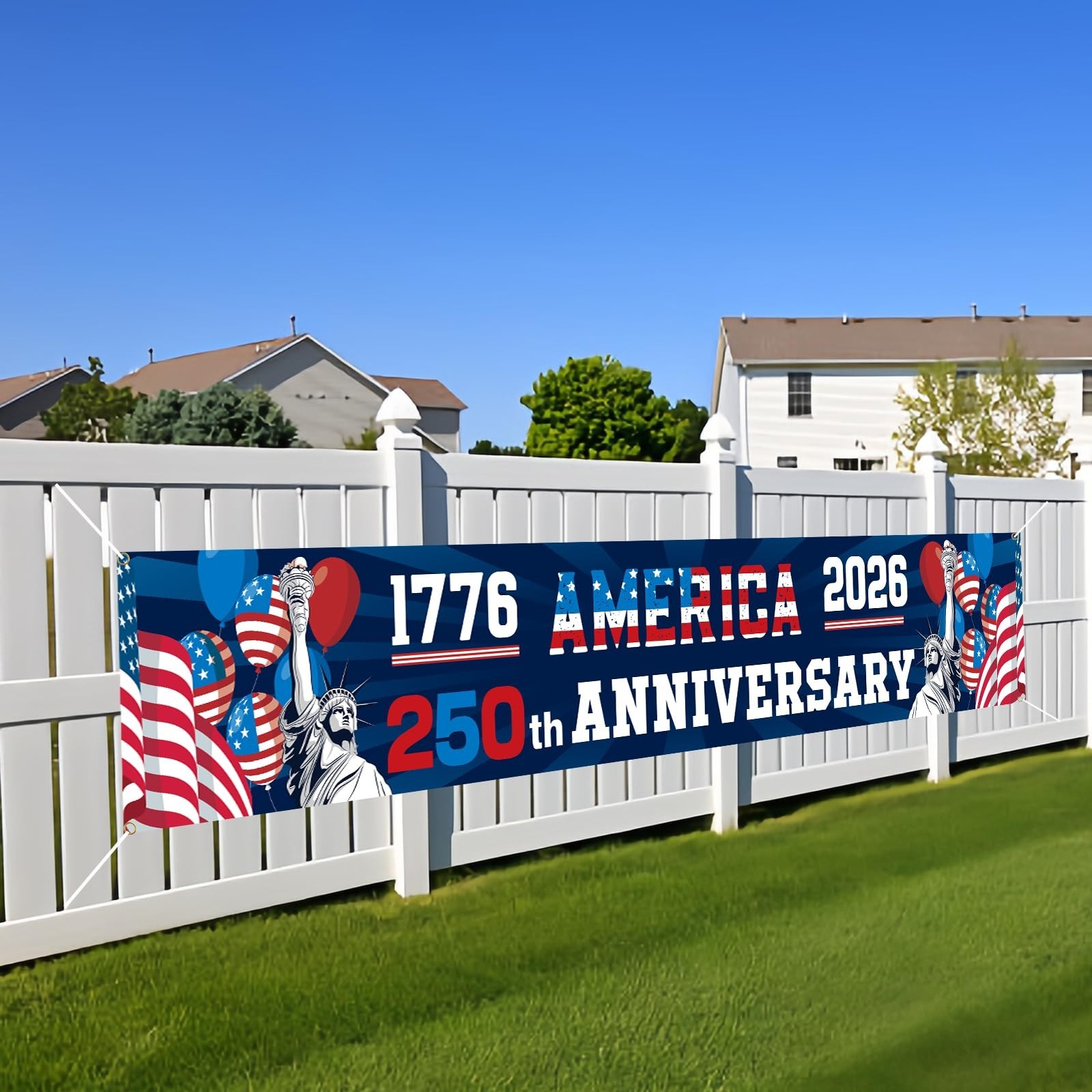 250th Anniversary American Banner Flag, 4th of July Decorations,1776-2026 USA...