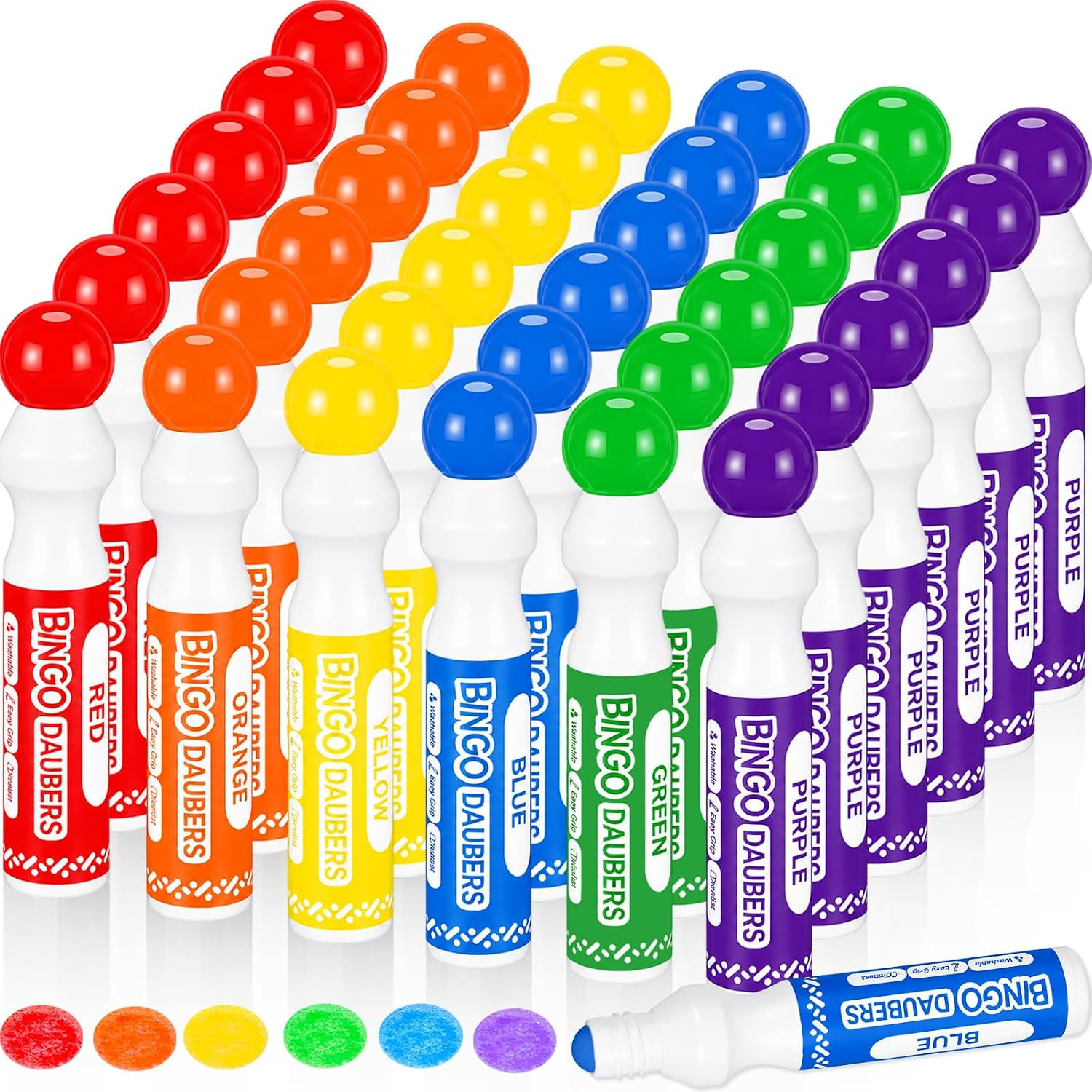 36 Pack Mixed Colors Set of Bingo Daubers Bingo Dabbers Dot Markers Bulk Paint D