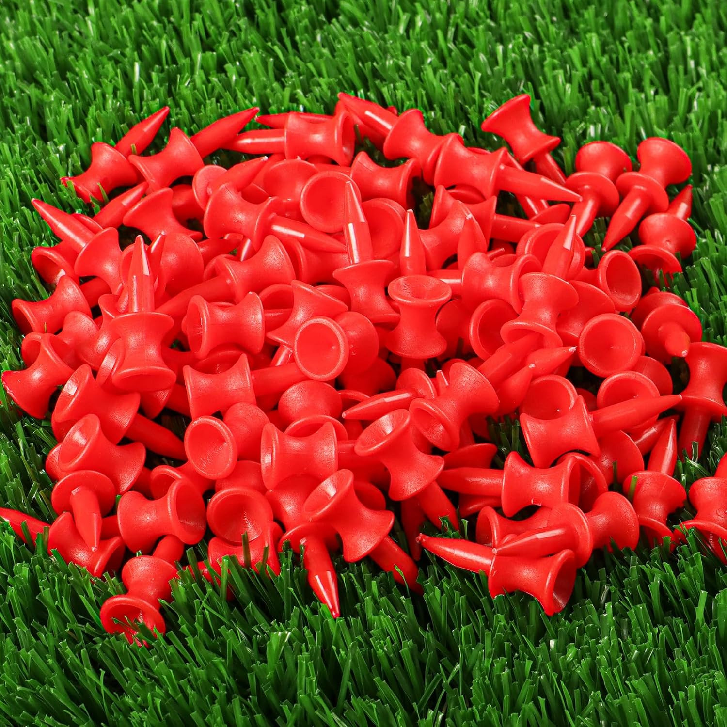 Castle Golf Tees 11/4 Inch Short Tee 100 PCS Unbreakable Plastic Par 3 Red