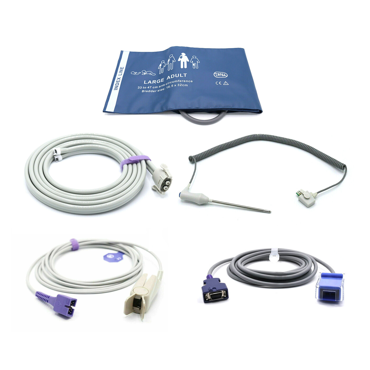 Welch Allyn Accessories Bundle - Cuff, Hose, SpO2 Nellcor, DOC-10, Temperature
