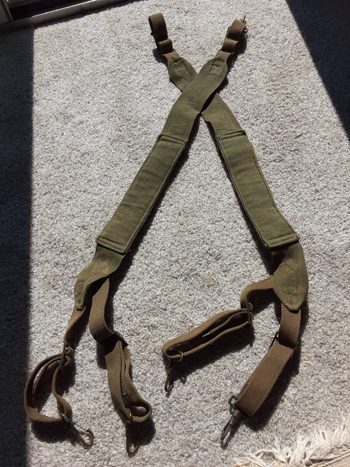 Original Korean / Vietnam War M-1945 Combat Support Straps OD Cotton Duck Web