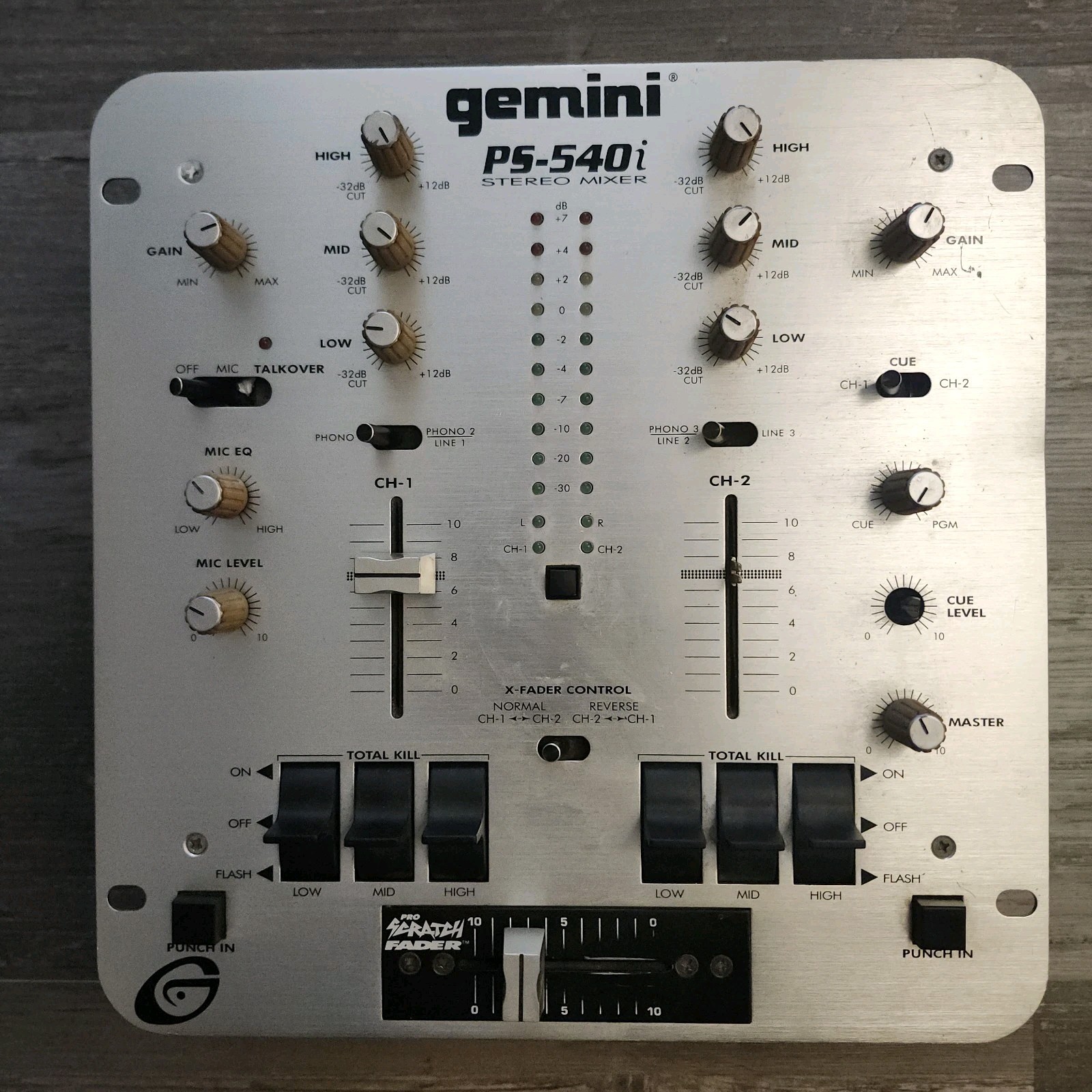 Gemini PS-540i Stereo Mixer DJ Audio Mixer 2 Channel Turntable UNTESTED