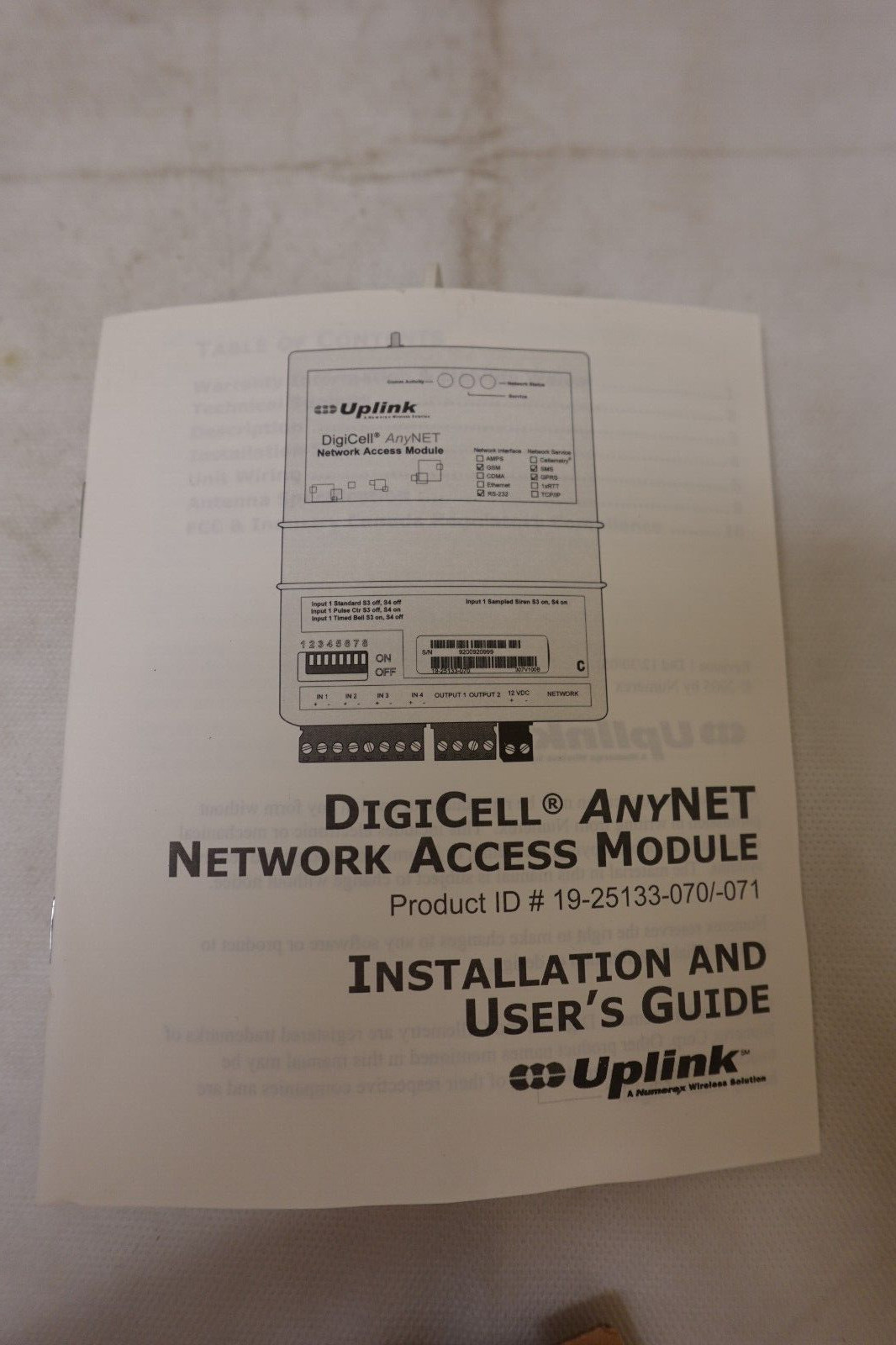 Uplink DigiCell AnyNET Network Access Module AnyNET-GSM 19-25133-070 ~ NOS