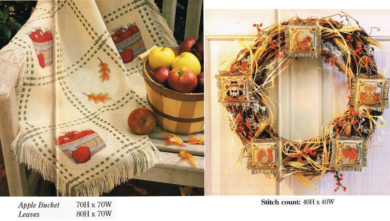 HARVEST APPLE  & THANKSGIVING ORNAMENTS  CROSS STITCH PATTERN ONLY  -  YD  EYUR
