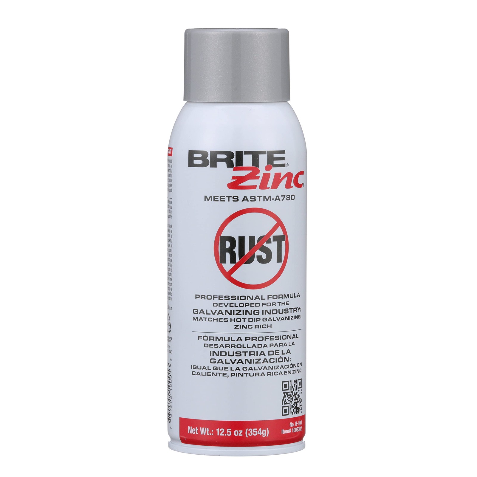 Brite Zinc 12.5 Oz Aerosol Spray Paint 69 Percent Zinc Corrosion Protection