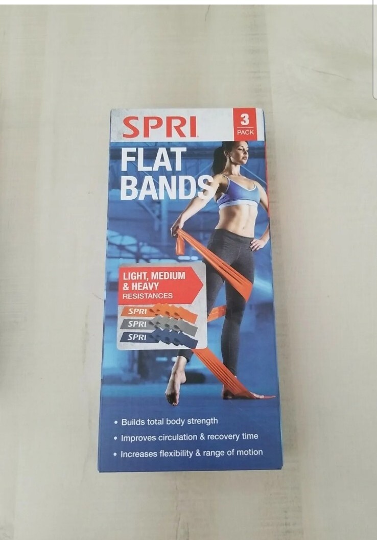 Exercise Resistance Bands SPRI Flat Band Kit 3 pack (Light, Medium, Heavy), 0011