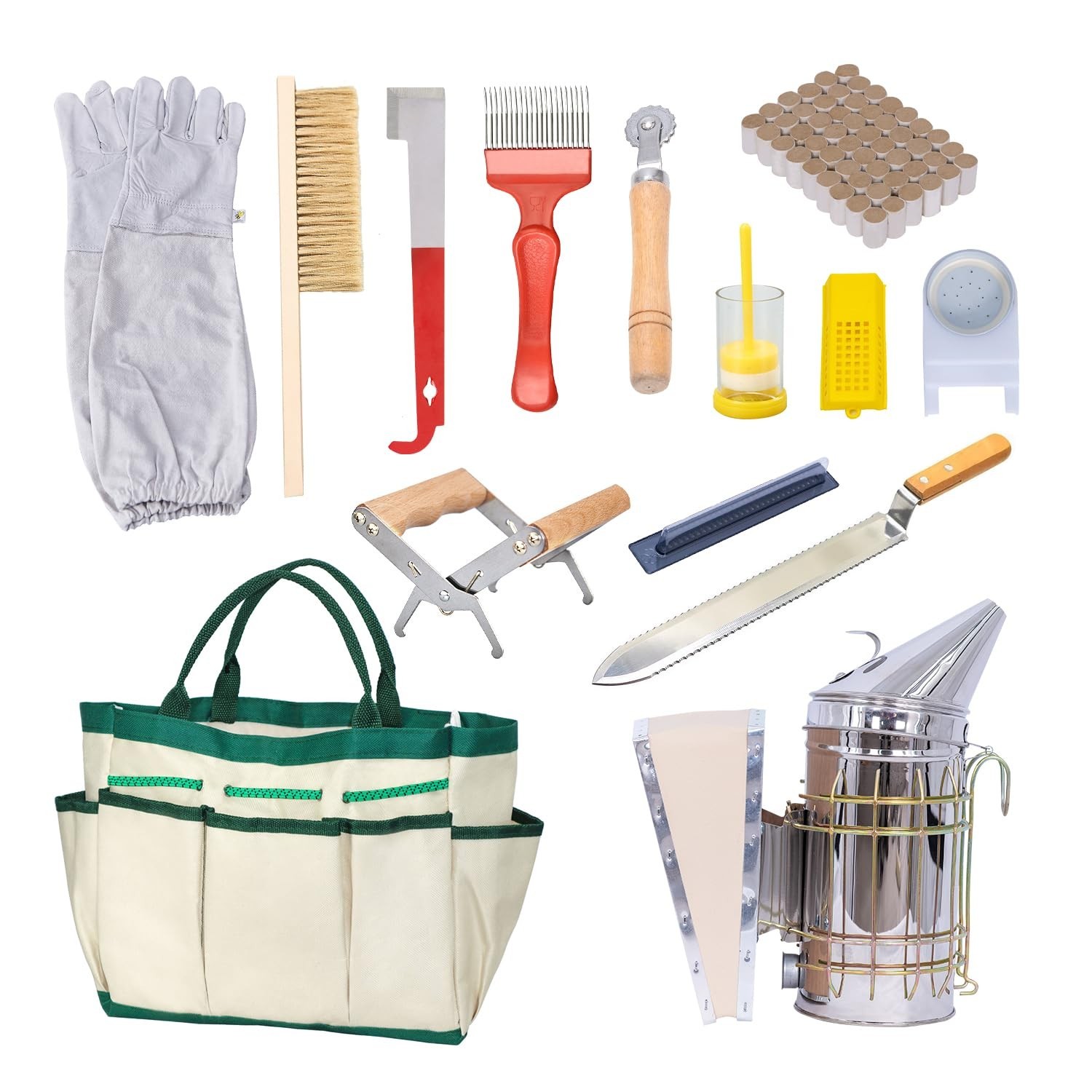 MayBee 14 Pcs Beekeeping Tools with Bee Smoker, Beekeeping Supplies Bee Hives...