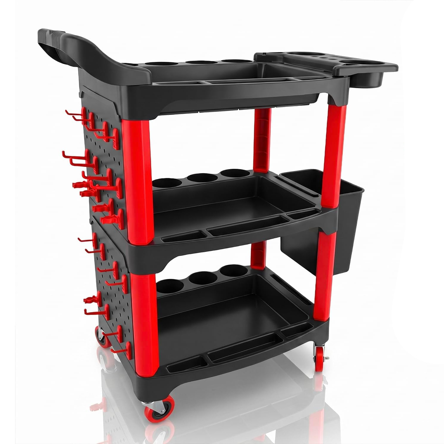 DESEQPT Auto Detailing Cart with Wheels, 3 Tier Rolling Detail Cart