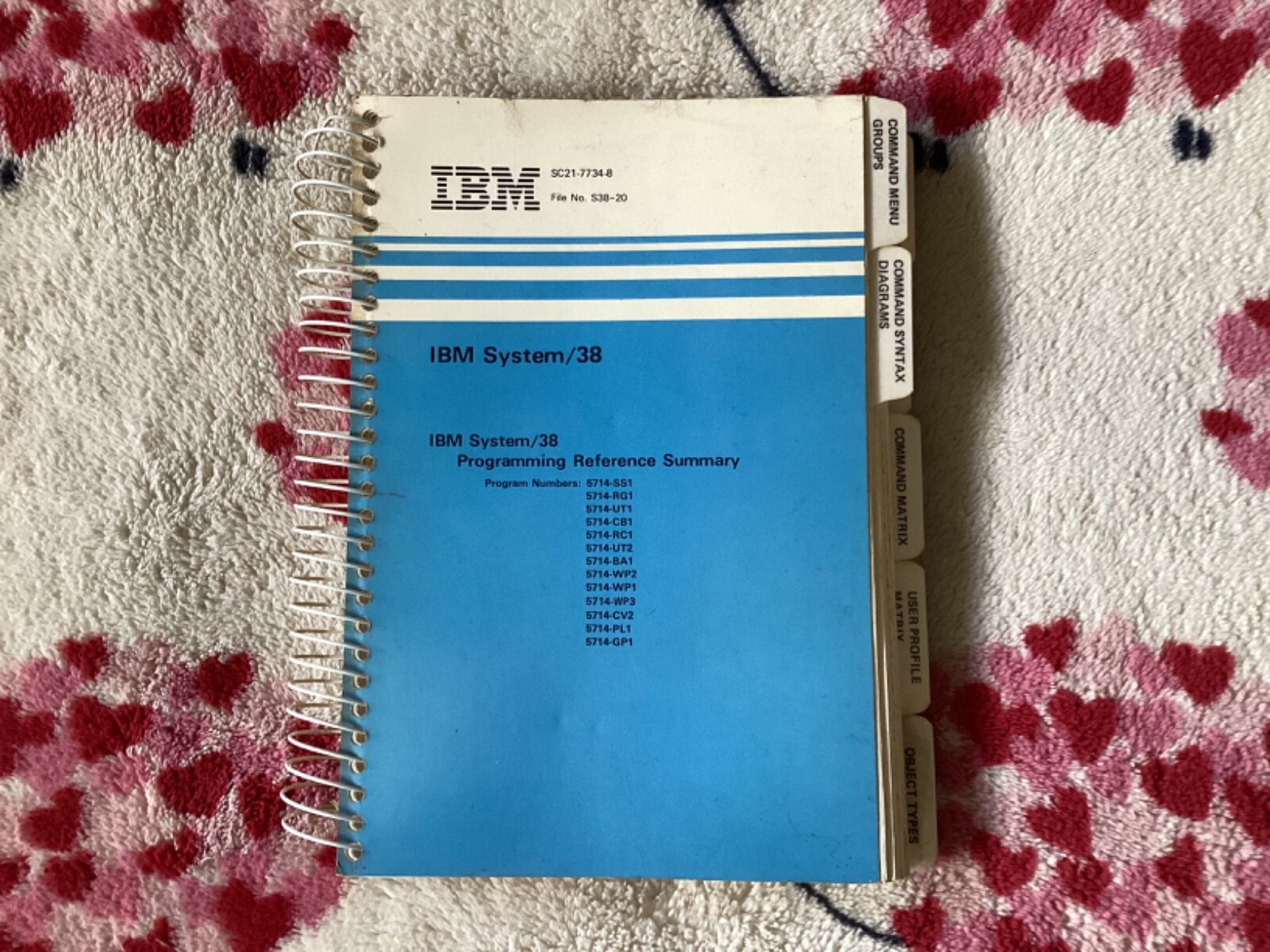 IBM SYSTEM/38 PROGRAMMING REFERENCE SUMMARY SC21-7734-8 FILE No. S38-20 NOV 1986
