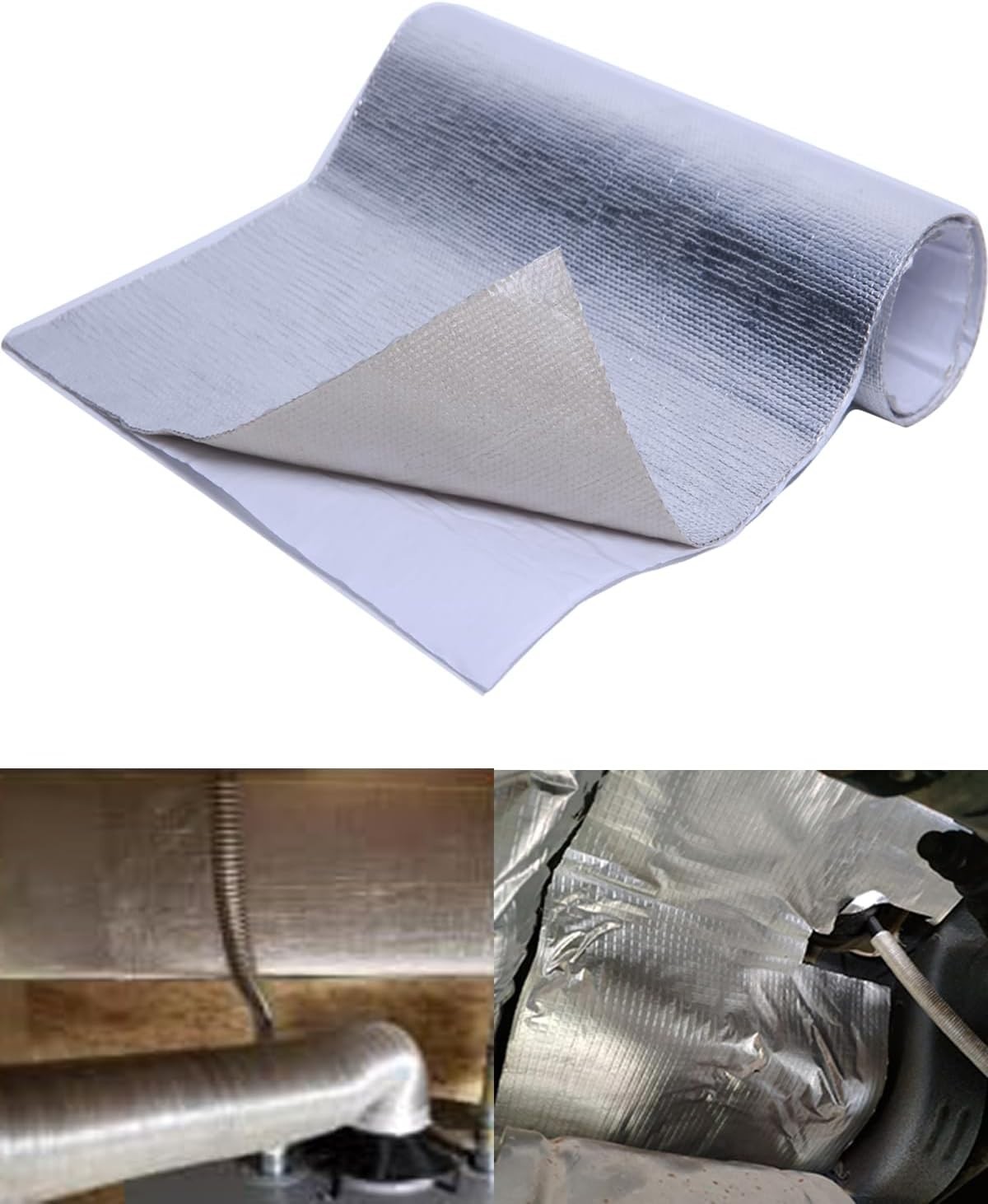 Self Adhesive Heat Shield Material - 12" X 24" Aluminum Backed Aluminized Therma