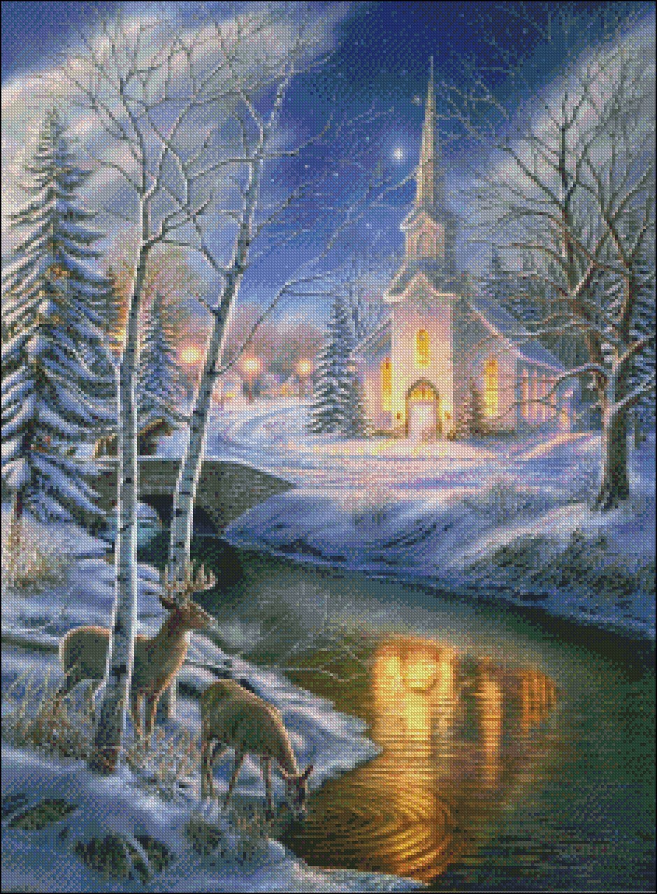 Chart Needlework Embroidery DIY Counted Cross Stitch Pattern-Creek Chapel
