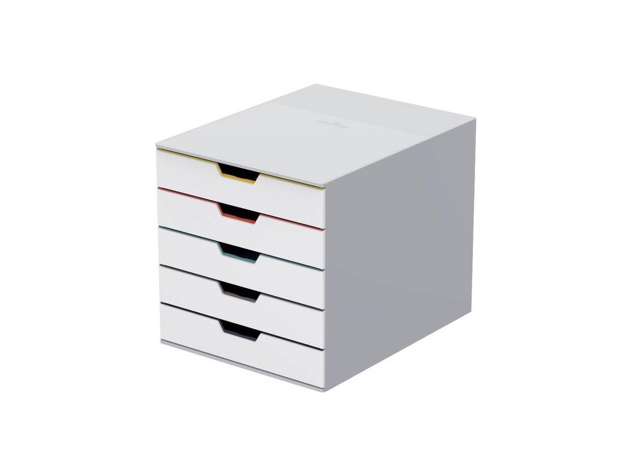 DURABLE VARICOLOR MIX 5 Drawer Desktop Storage Box, White/Multicolor