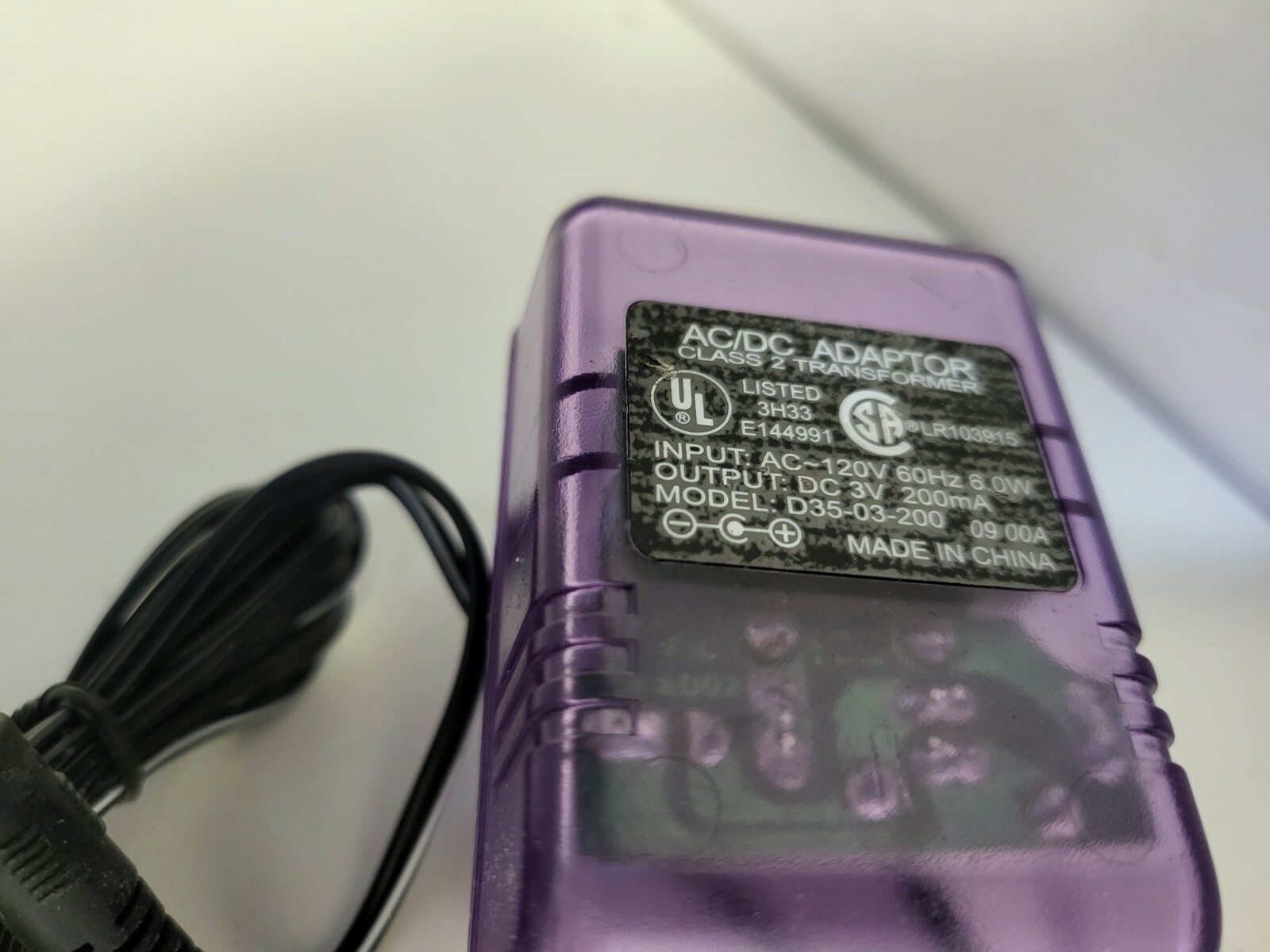 Clear Purple 3V 200 mA AC Power Adapter for the NEO GEO Pocket Color System V47