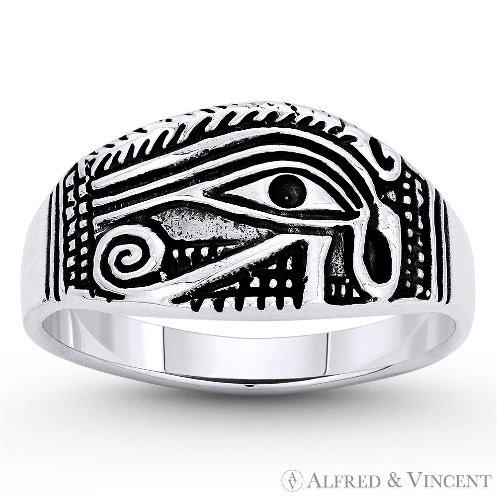 Eye of Ra Horus Egyptian Udjat Wedjat .925 Sterling Silver Egypt Luck Charm Ring