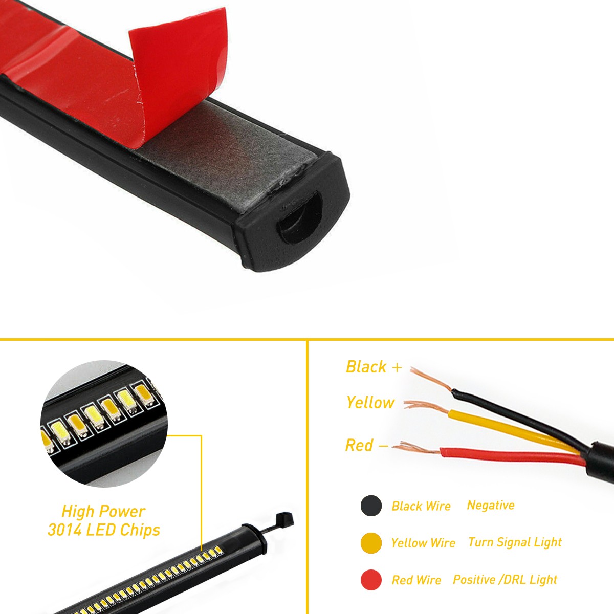 2x Universal Fork Switchback Motorcycle LED Turn Daytime Signal DRL Light Strips