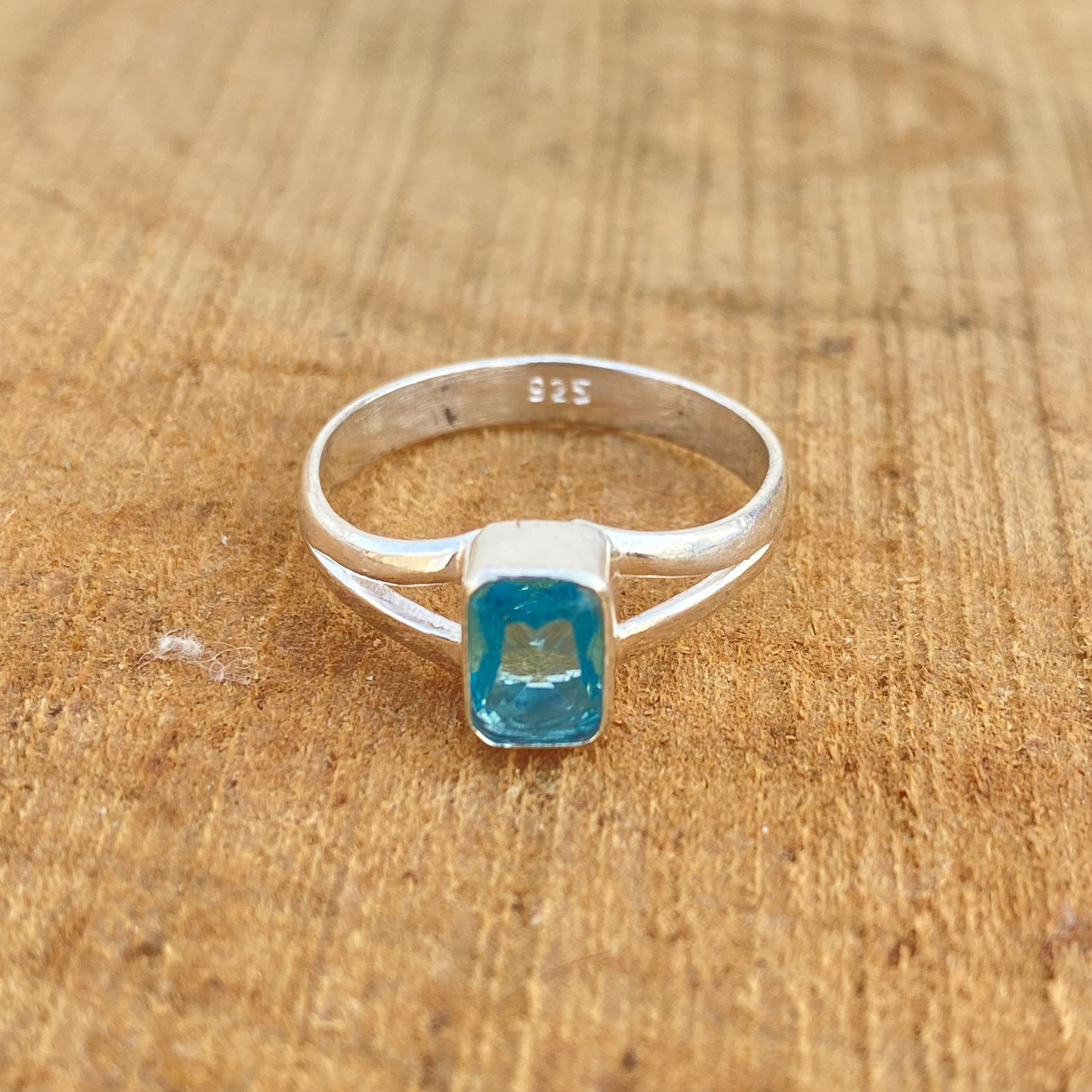 Solid 925 Silver Blue Topaz Ring Handmade Statement Boho Ring All Size SR782