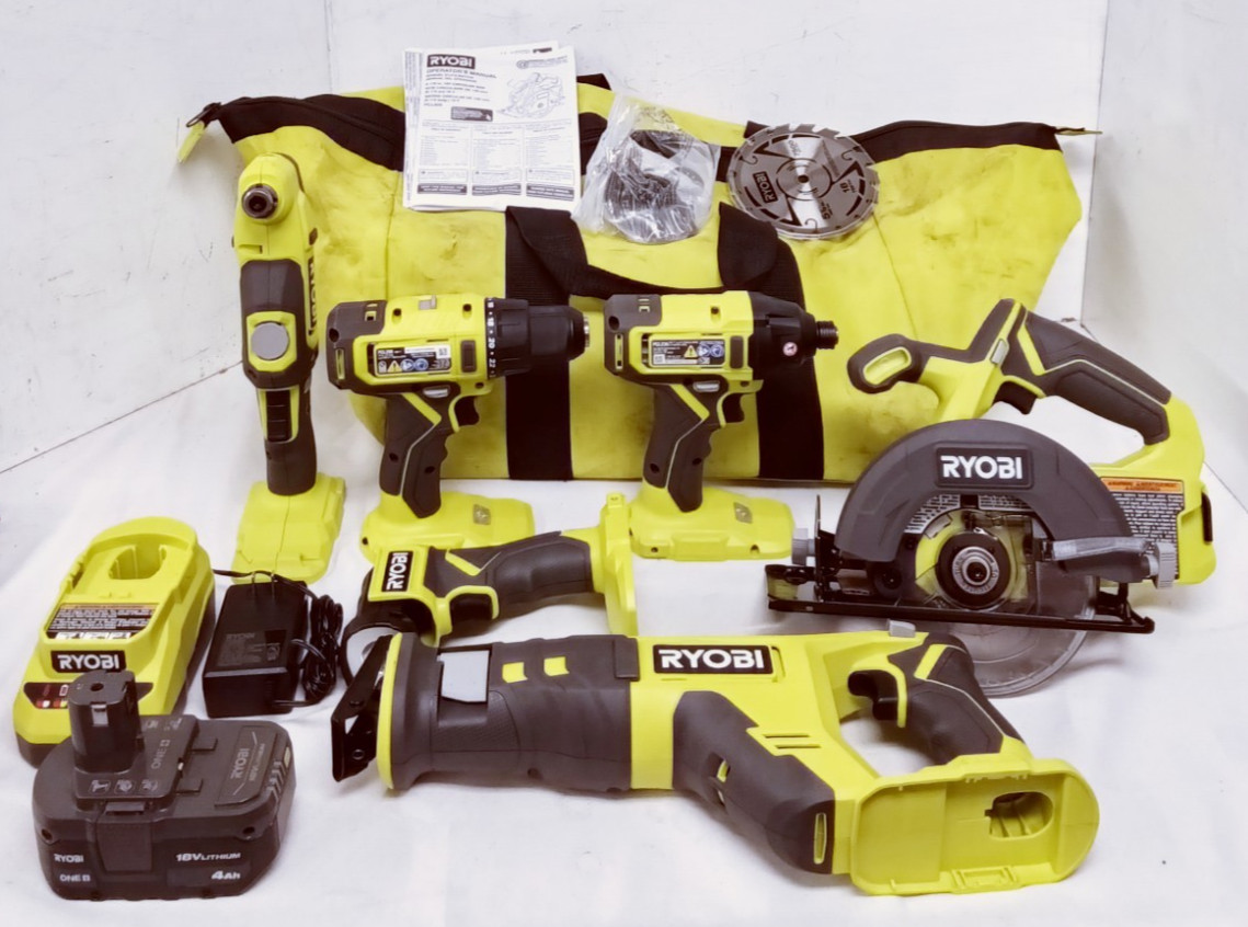 Ryobi ONE+ 18V Cordless 6-Tool Combo Kit with 4Ah Battery PC1500