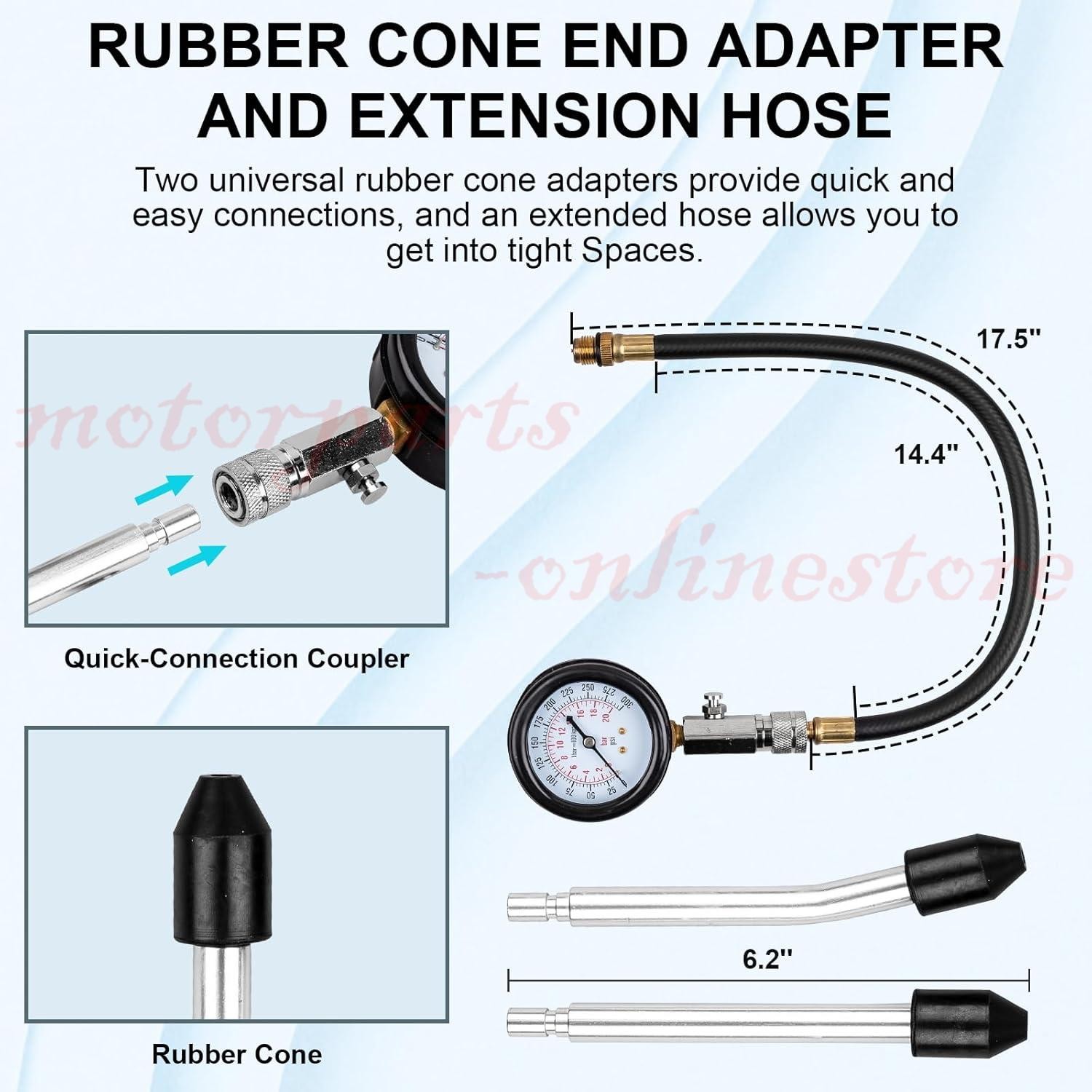 Engine Cylinder Compression Gauge Tester Kit Gas Engine Diagnostic Testing Tool