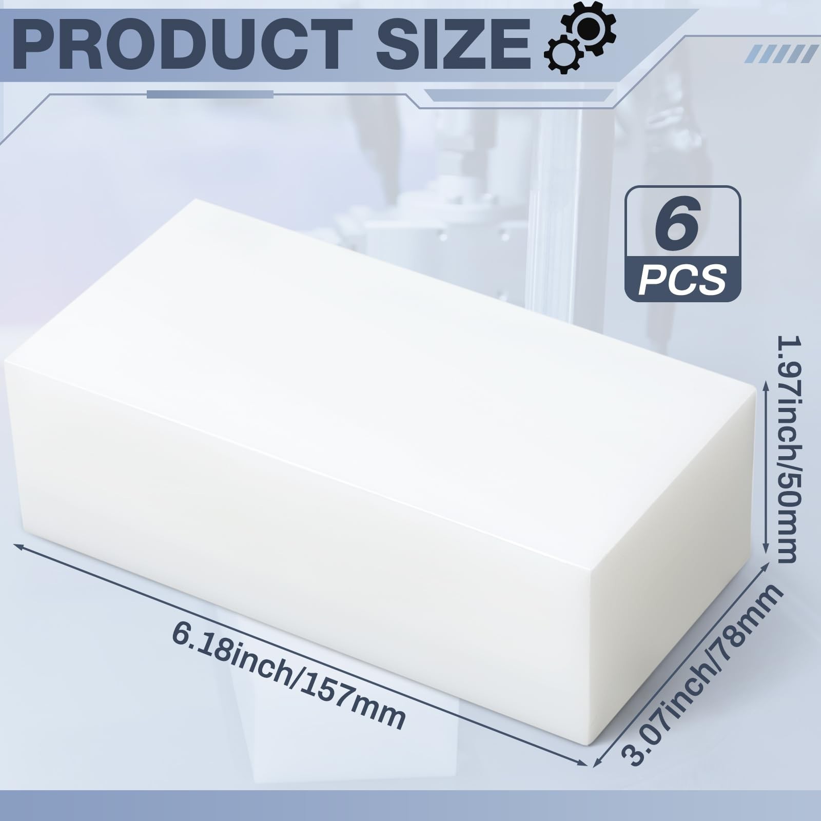 Colingmill 6 Pcs Hdpe Plastic Block 2" x 3" x 6", Polyethylene Solid Plastic ...